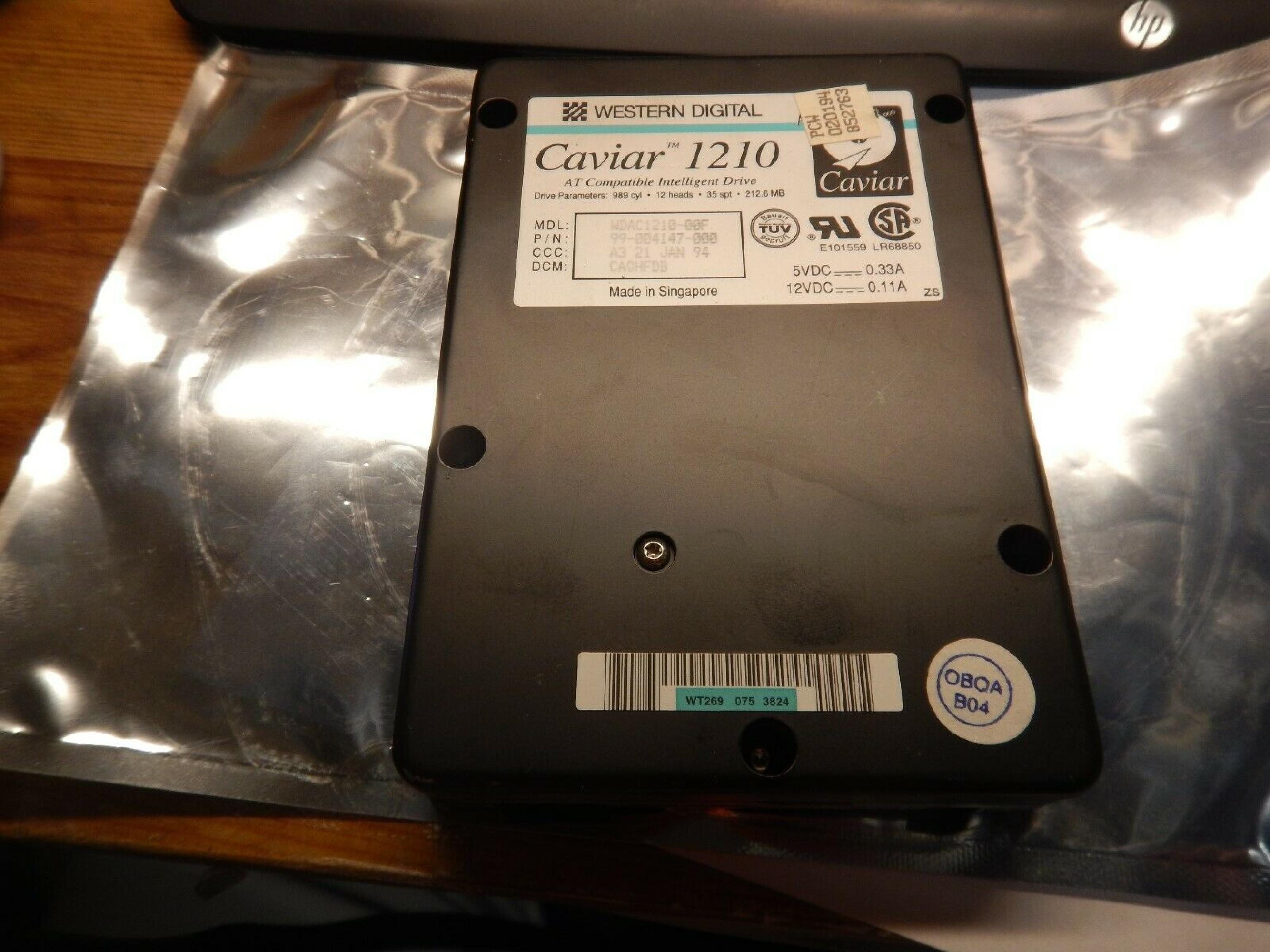 WESTERN DIGITAL / WD CAVIAR 1210 212.6MB IDE 3.5 INCH HARD DRIVE