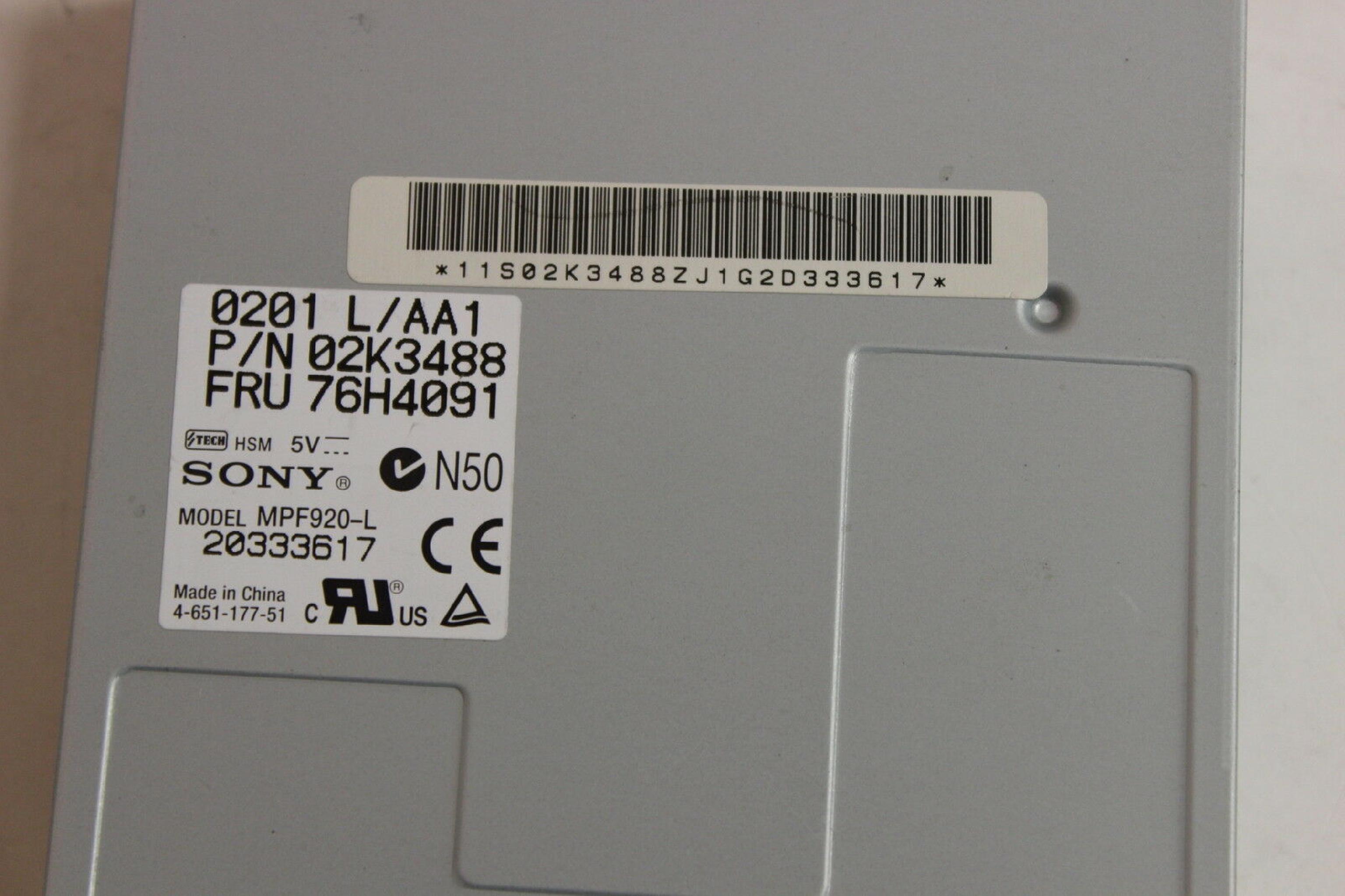 IBM / SONY 76H4091 1.44 FLOPPY DRIVE INTERNAL INTELLISTATION FRU: 76H4091, PN: 02K3488 DISK