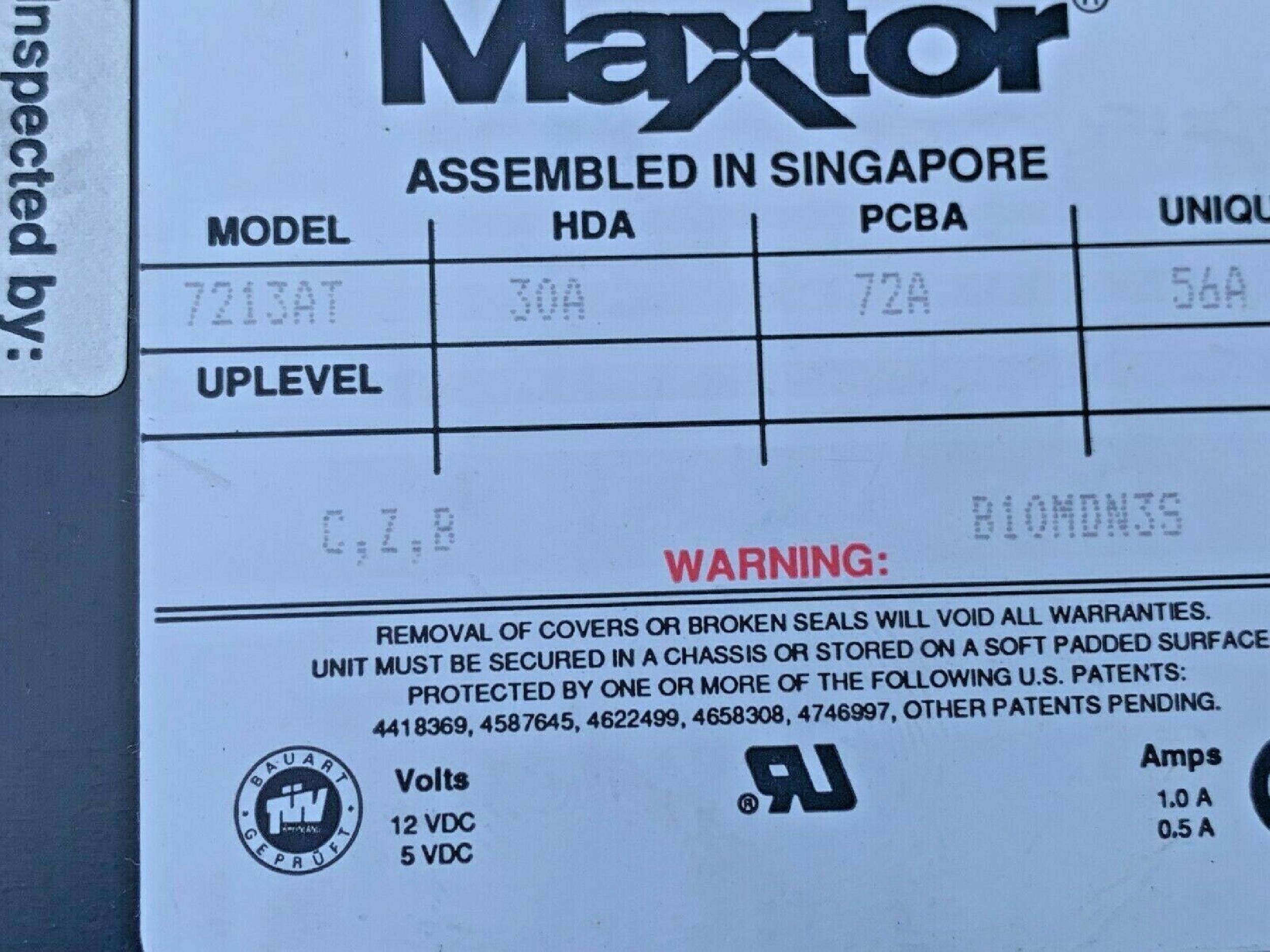 MAXTOR 7213AT 213MB IDE HARD DRIVE PULLED FROM SABRE MFP 425S+