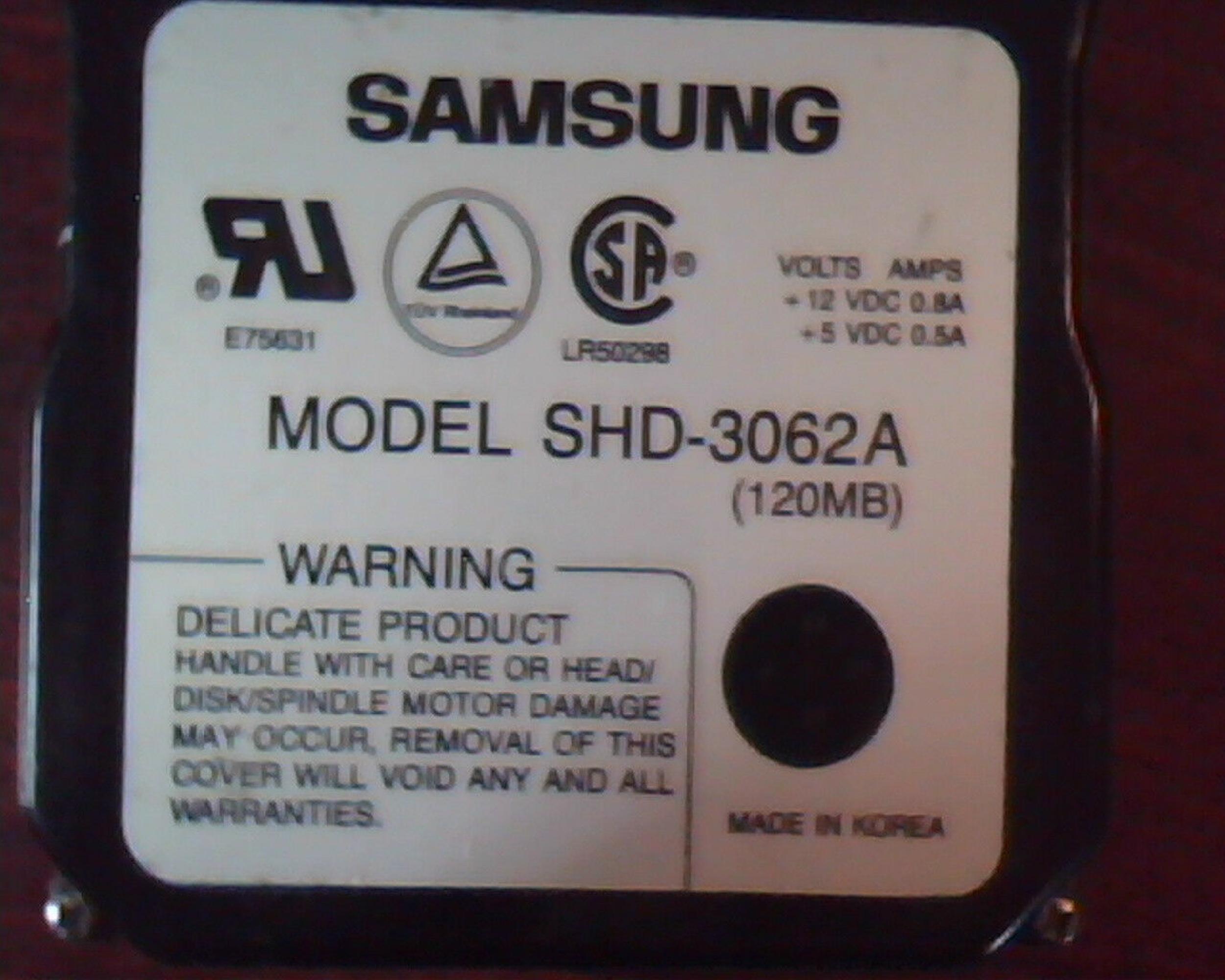 SAMSUNG SHD-3062A 120MB IDE 3.5 INCH 3H HARD DRIVE