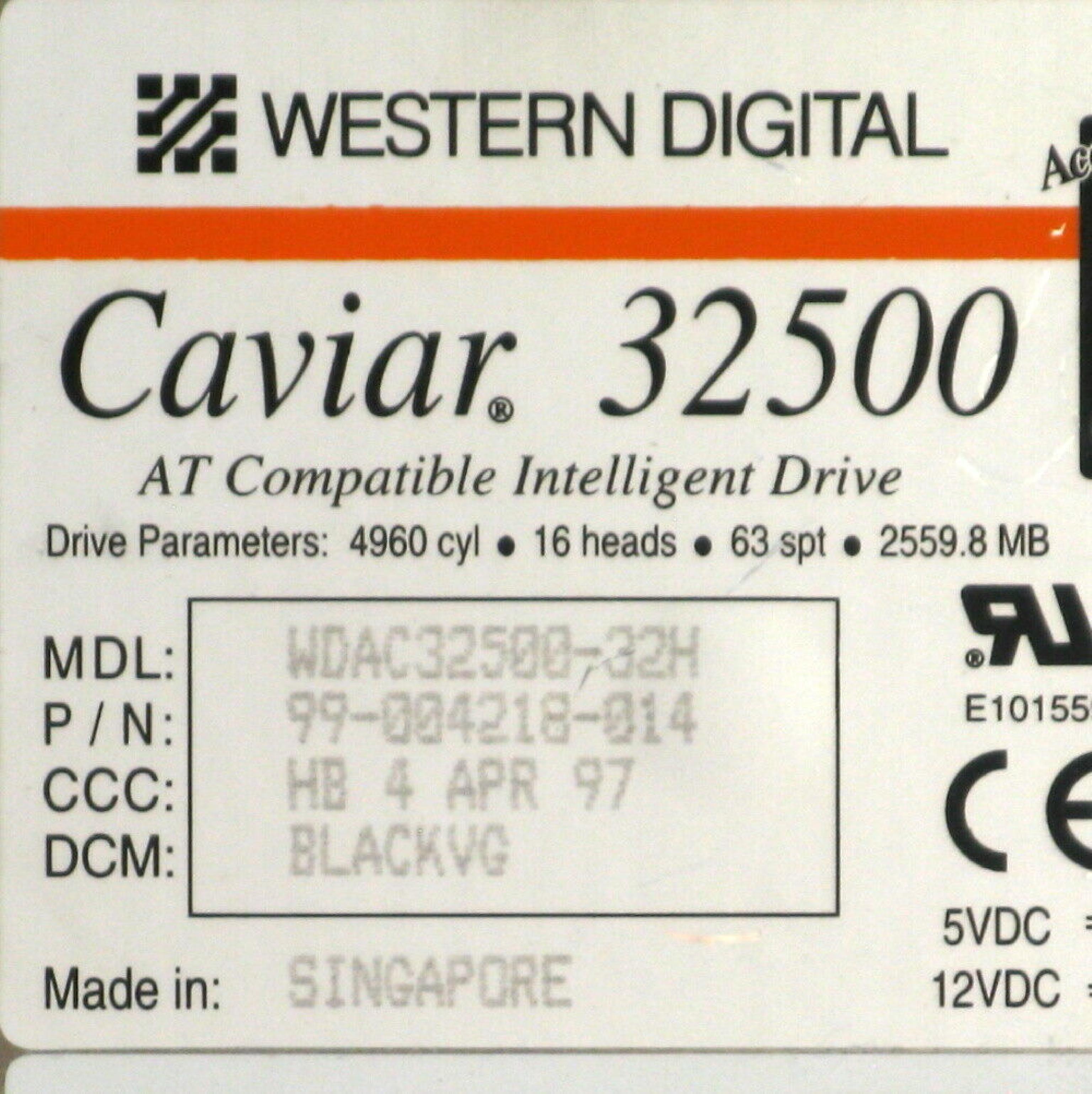 WESTERN DIGITAL / WD CAVIAR 32500 2.5GB IDE 3.5 INCH HARD DRIVE