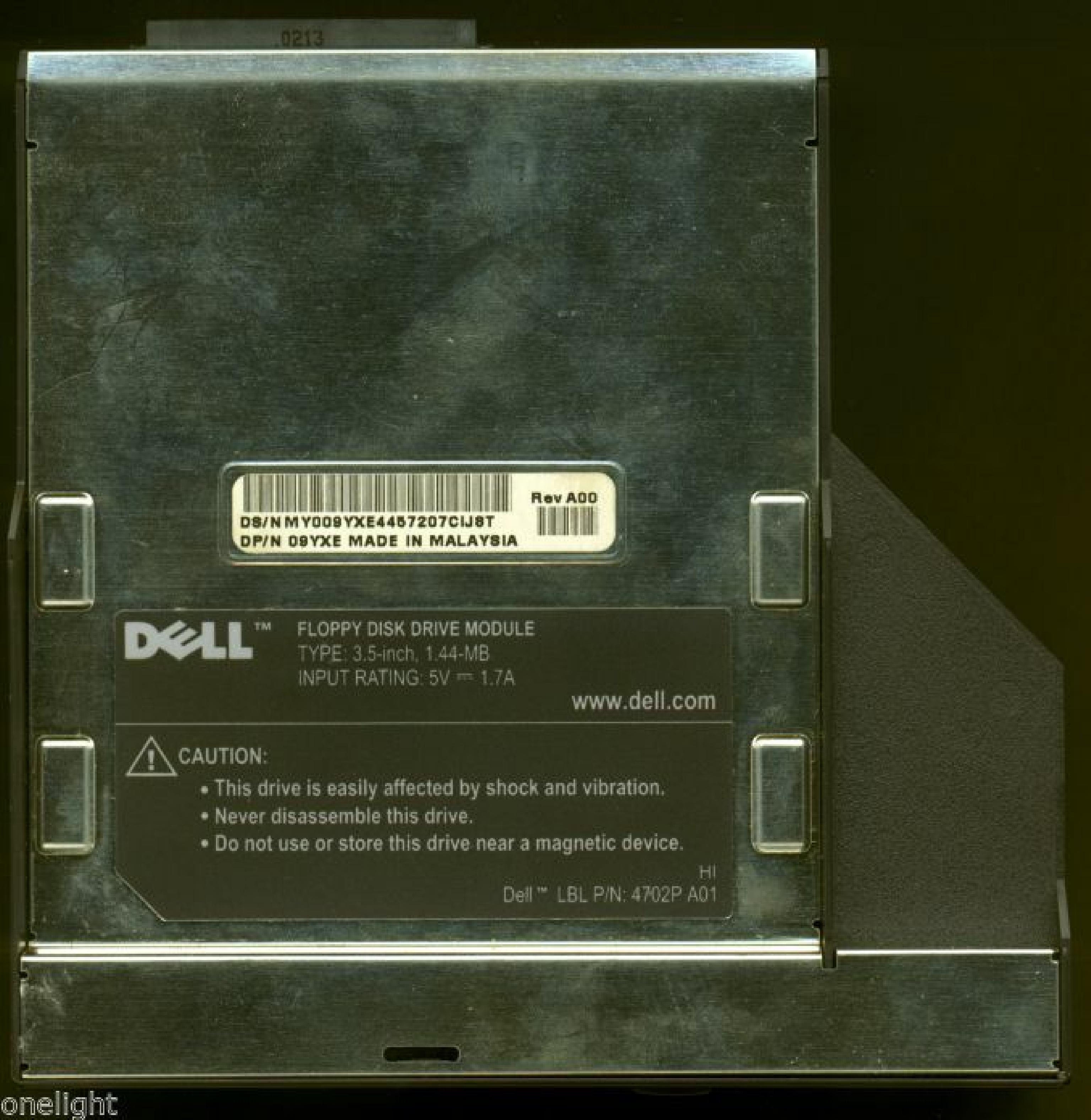 DELL 09YXE FLOPPY DRIVE GRAY SWAPABLE LATITUDE 1.44MB MODULE