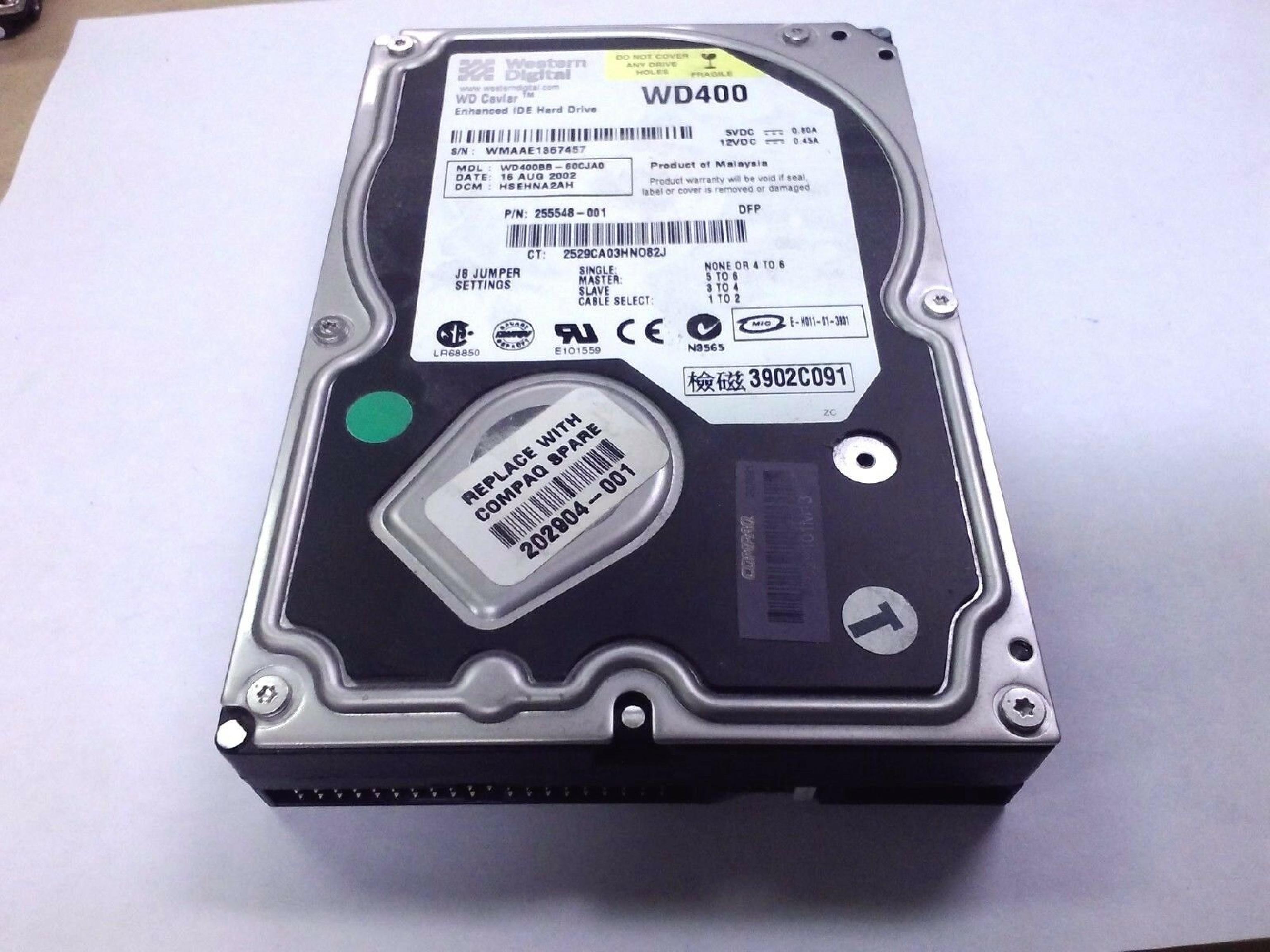 WESTERN DIGITAL / WD WD400BB-60CJA0 40GB 3.5 INCH 7200 RPM IDE HARD DRIVE