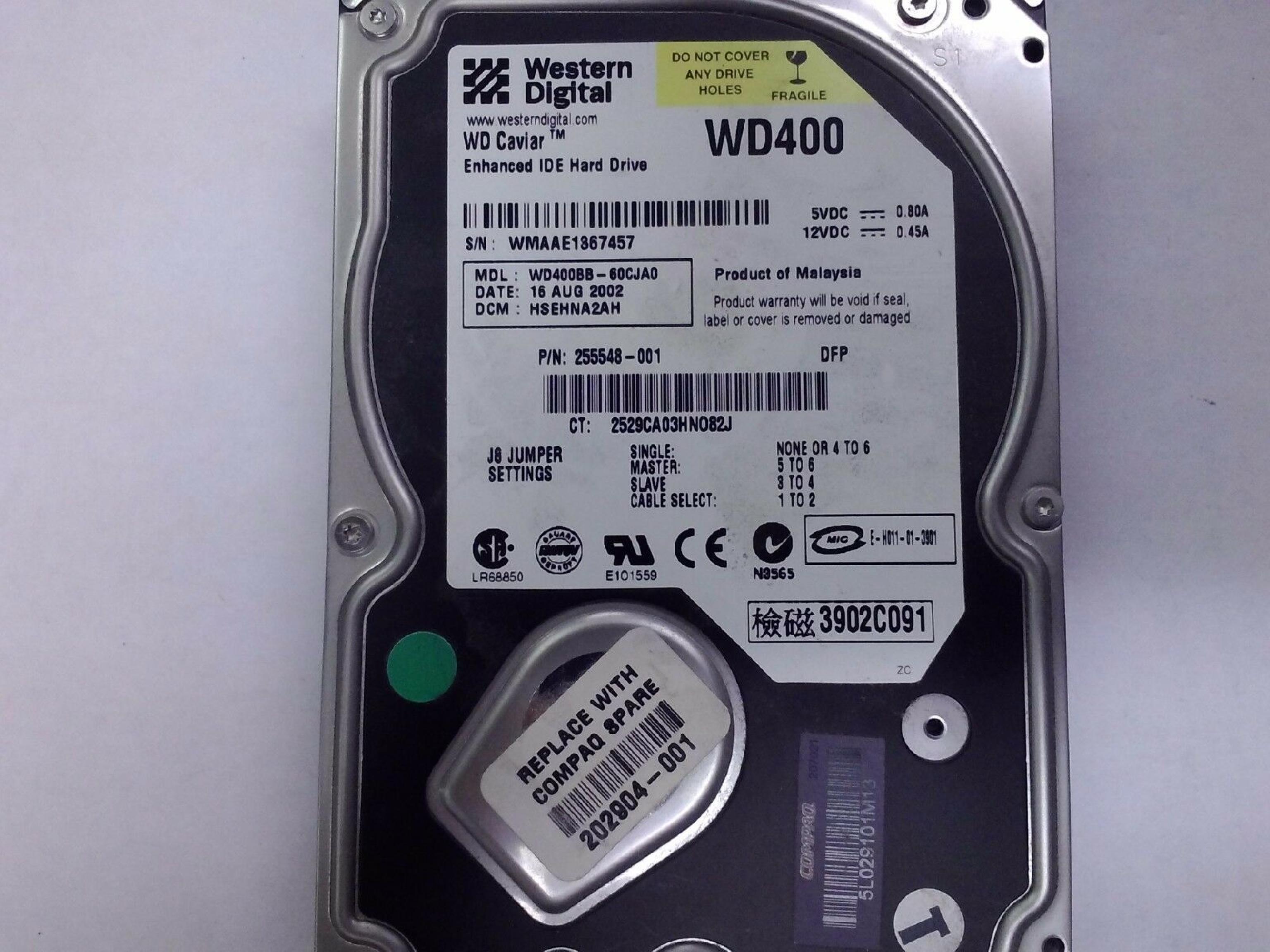 WESTERN DIGITAL / WD WD400BB-60CJA0 40GB 3.5 INCH 7200 RPM IDE HARD DRIVE