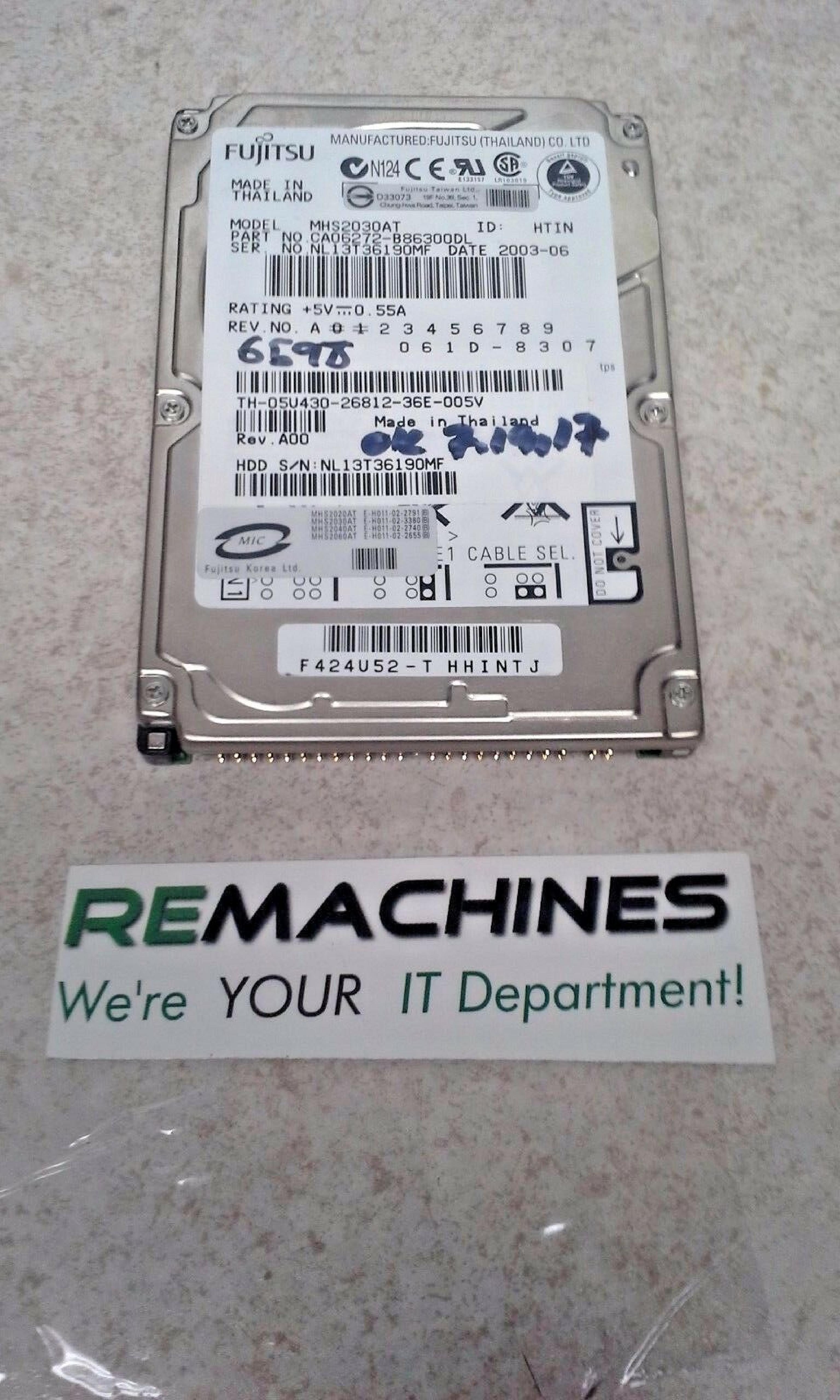 FUJITSU MHS2030AT 30GB ATA/IDE 2.5 INCH 4200 RPM HARD DRIVE