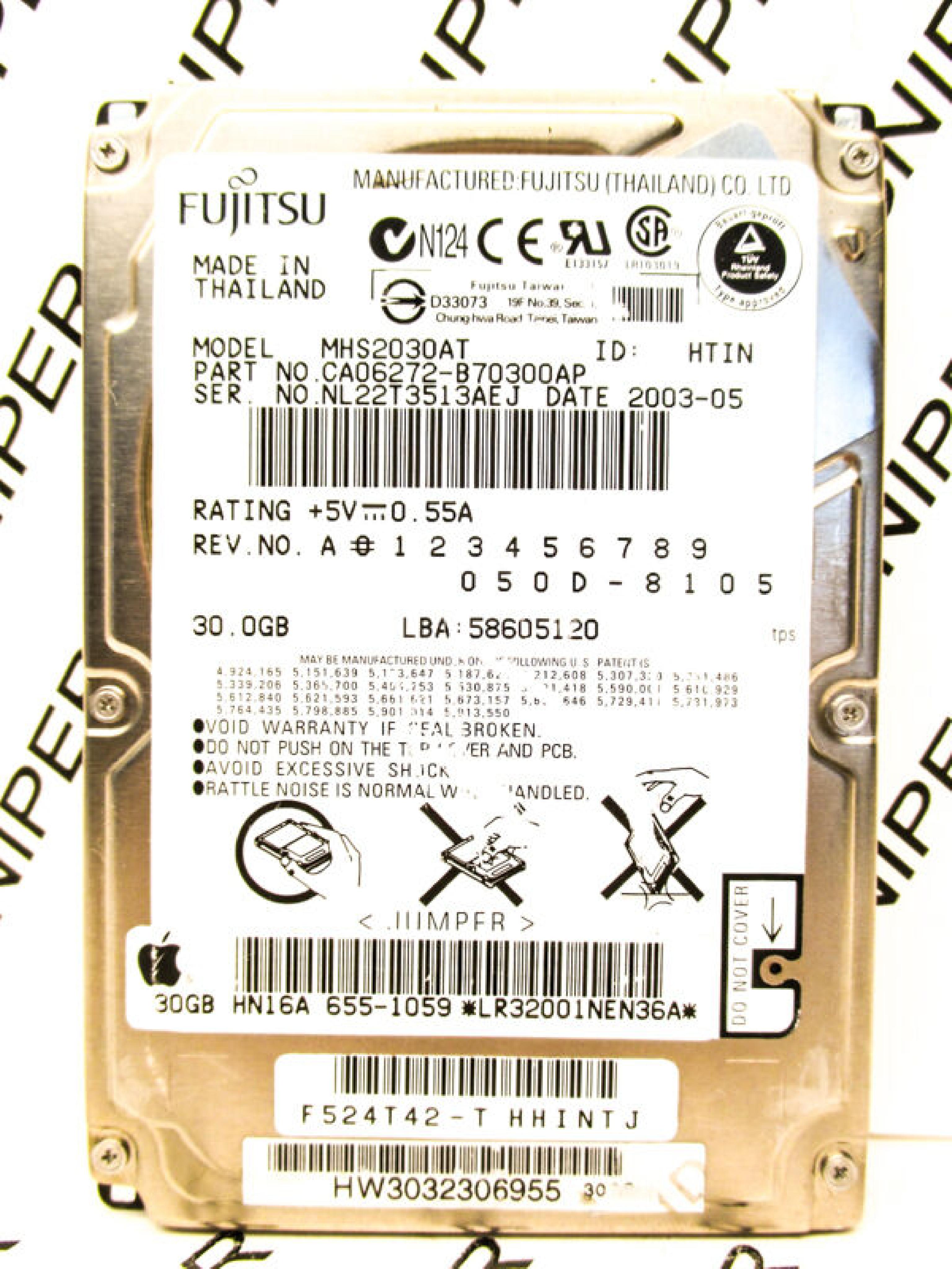 FUJITSU MHS2030AT 30GB ATA/IDE 2.5 INCH 4200 RPM HARD DRIVE