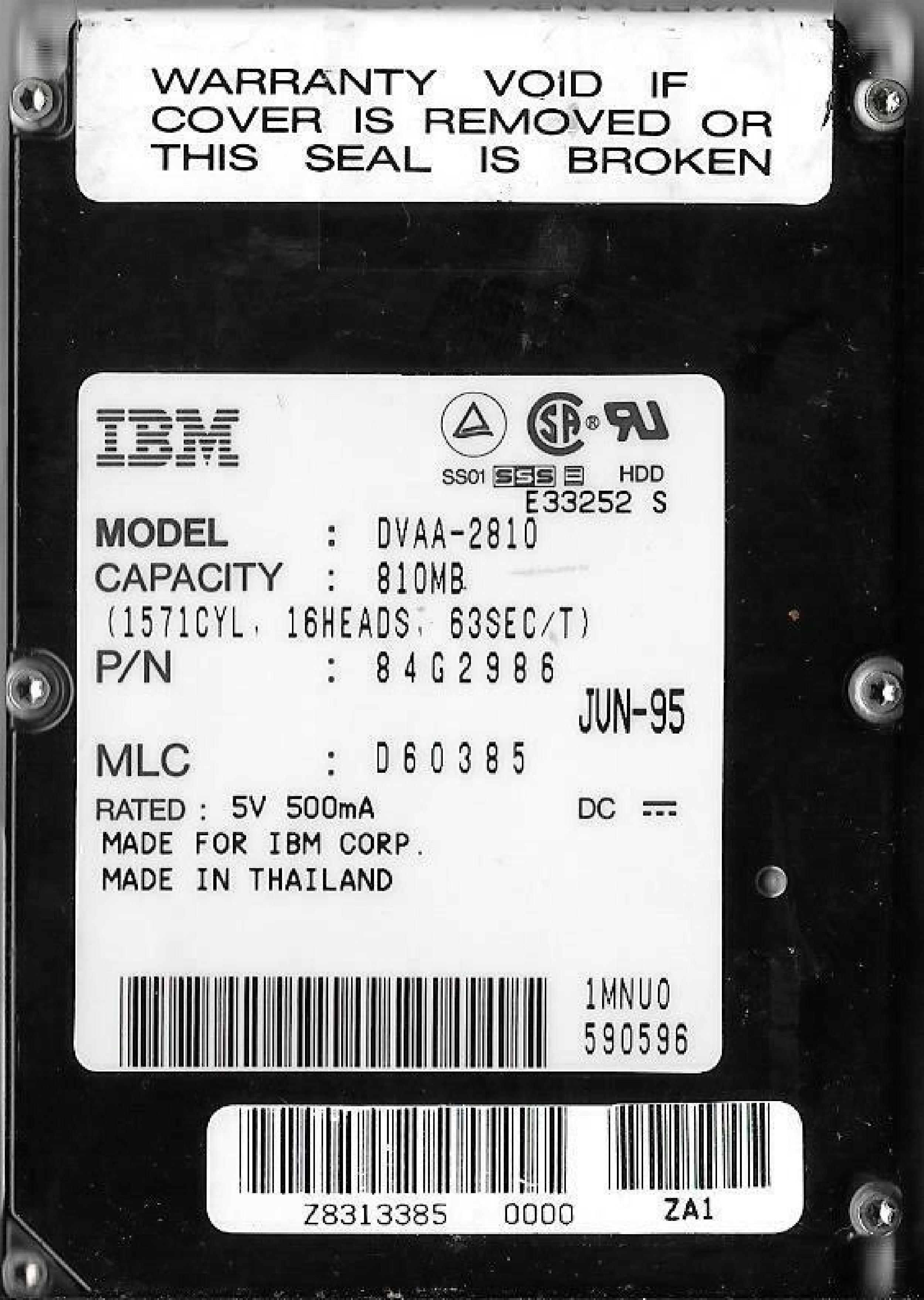 IBM 84G2986 810MB 2.5 INCH IDE HARD DRIVE THINKPAD 750 ETC