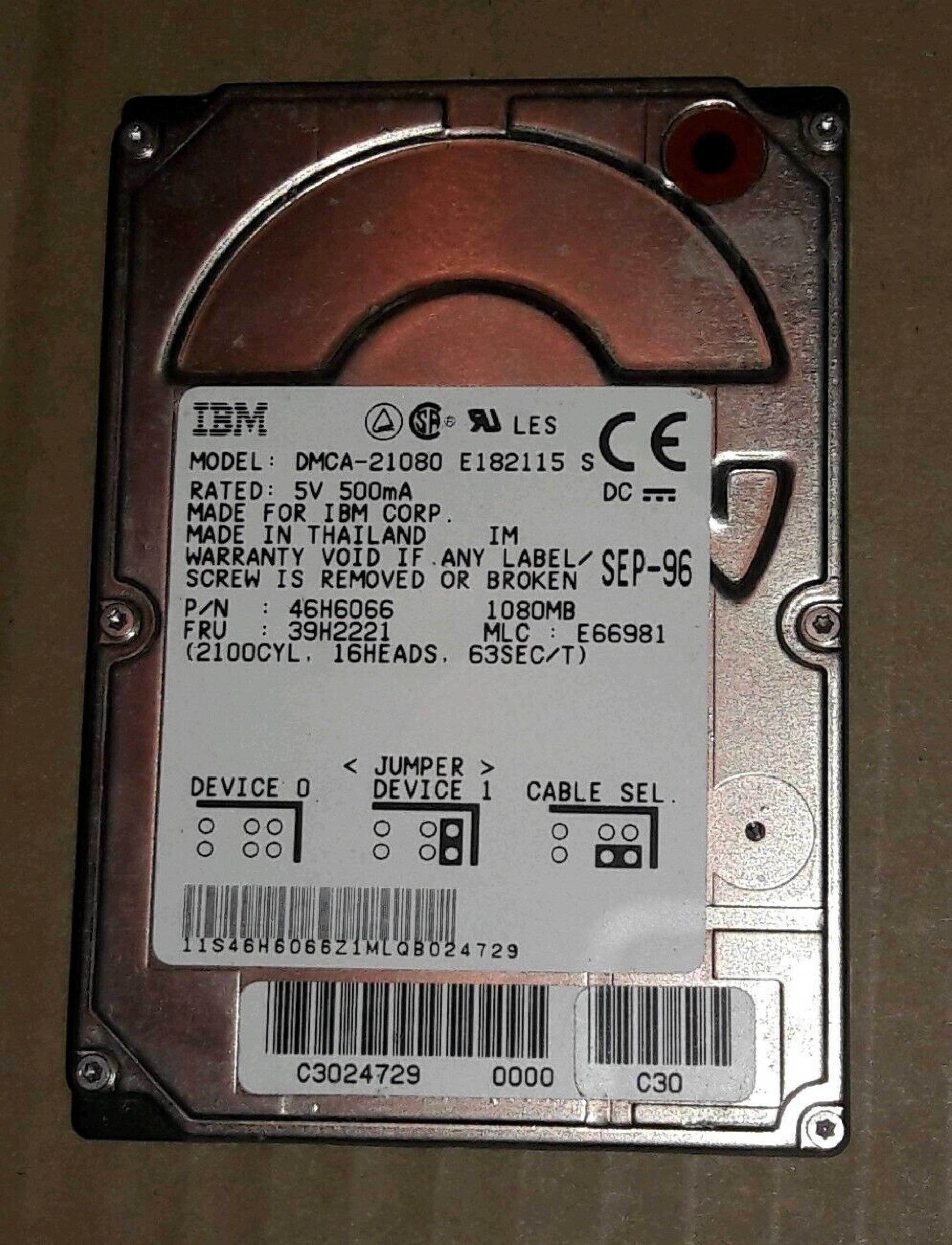 IBM 46H6066 1080MB 2.5 INCH IDE THINKPAD HARD DRIVE