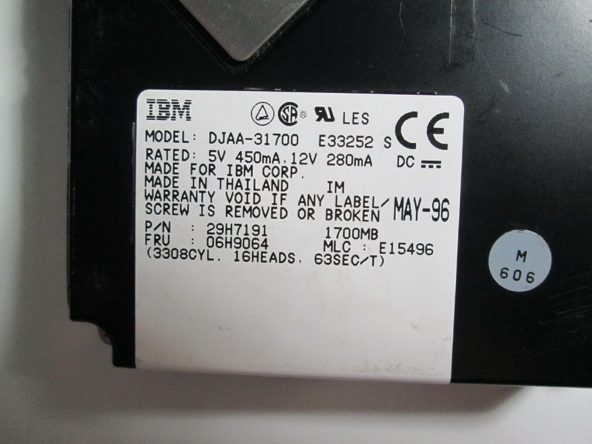 IBM DJAA-31700 1.7GB AT IDE 3.5 INCH HARD DRIVE