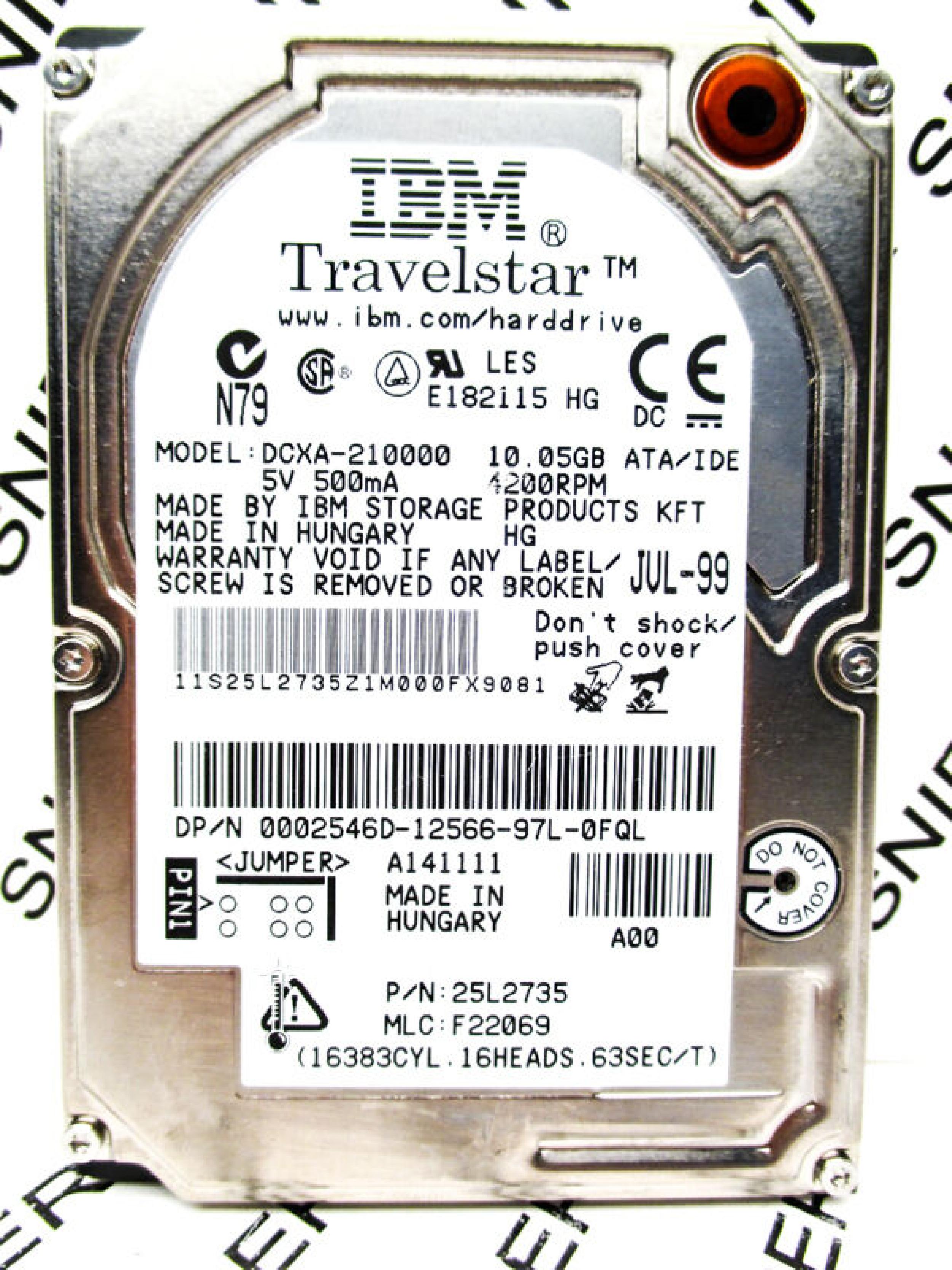 IBM DCXA-210000 10GB 2.5 12MM IDE DRIVE TRAVELSTAR