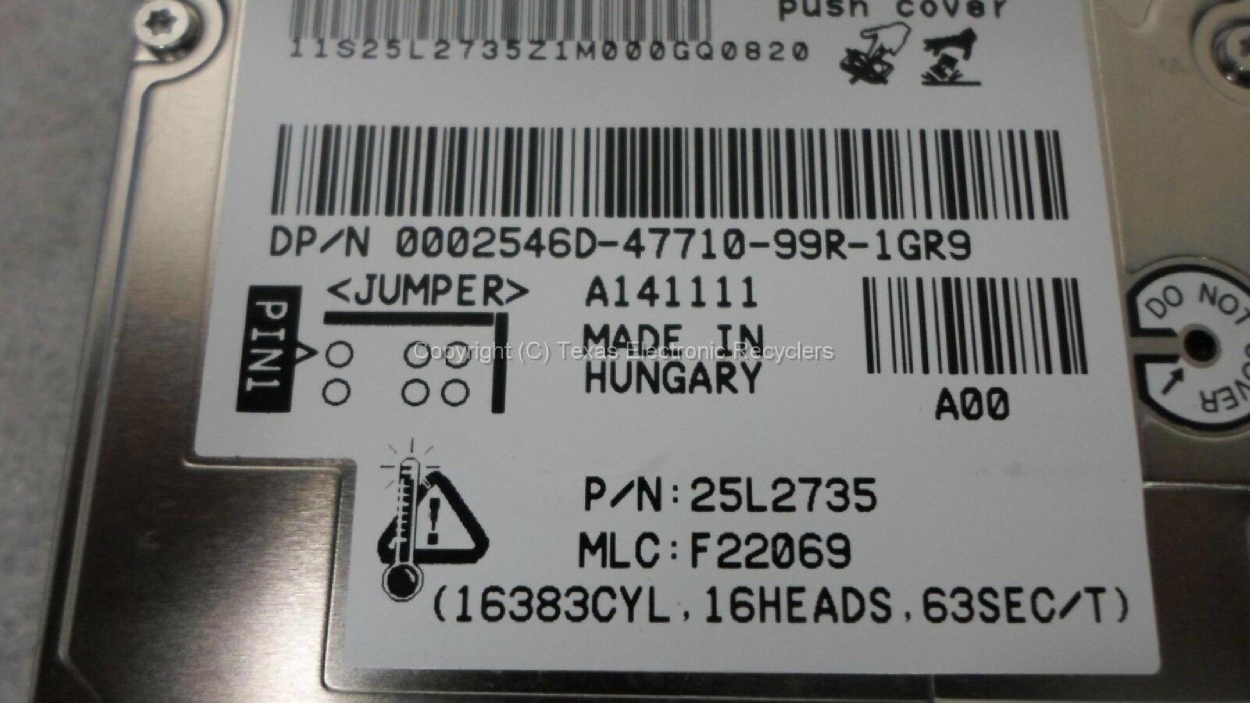 DELL 2546D 10GB 2.5 12MM IDE DRIVE TRAVELSTAR