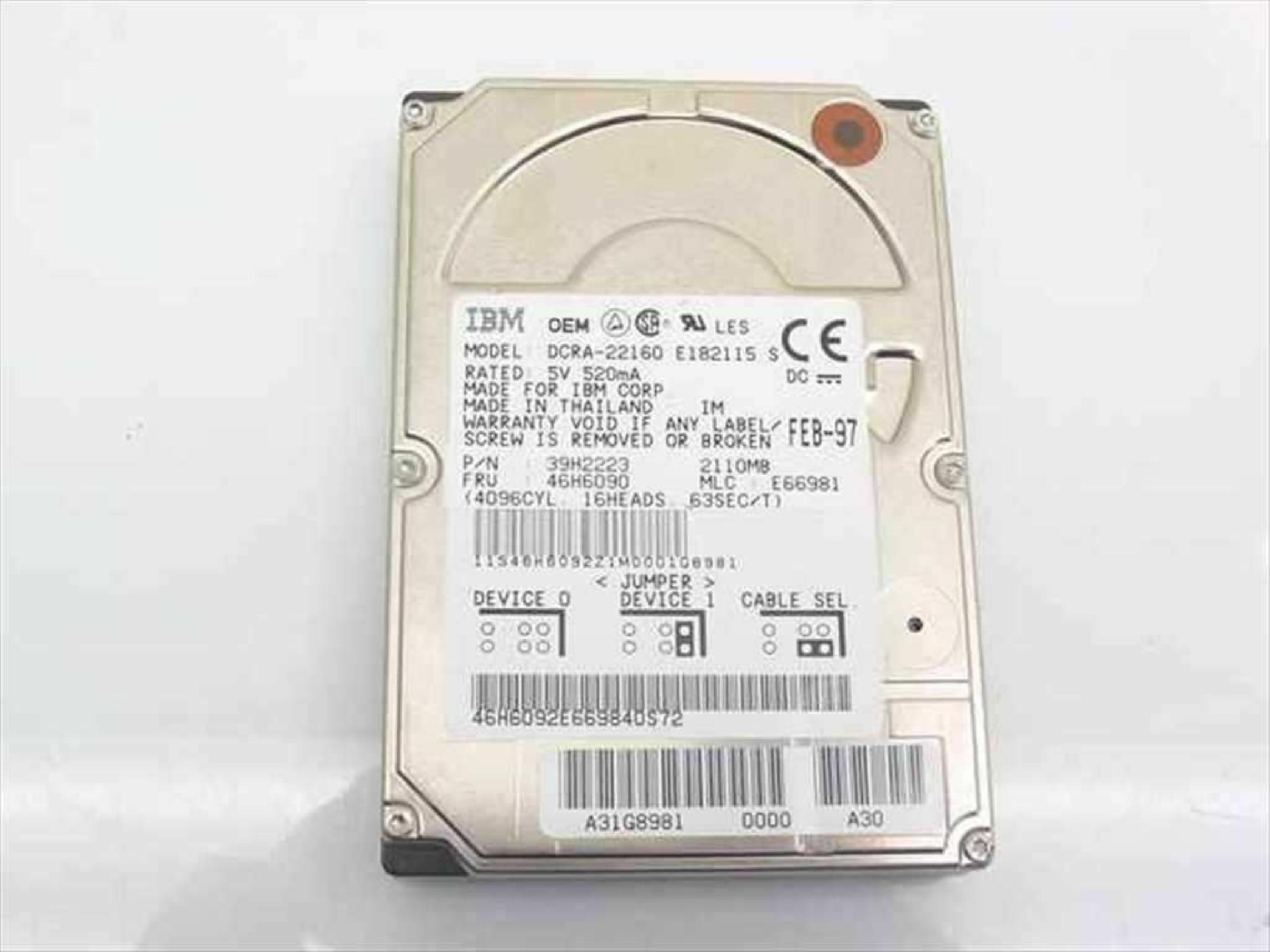 IBM 39H2223 2.1GB IDE 2.5 INCH LP HARD DRIVE