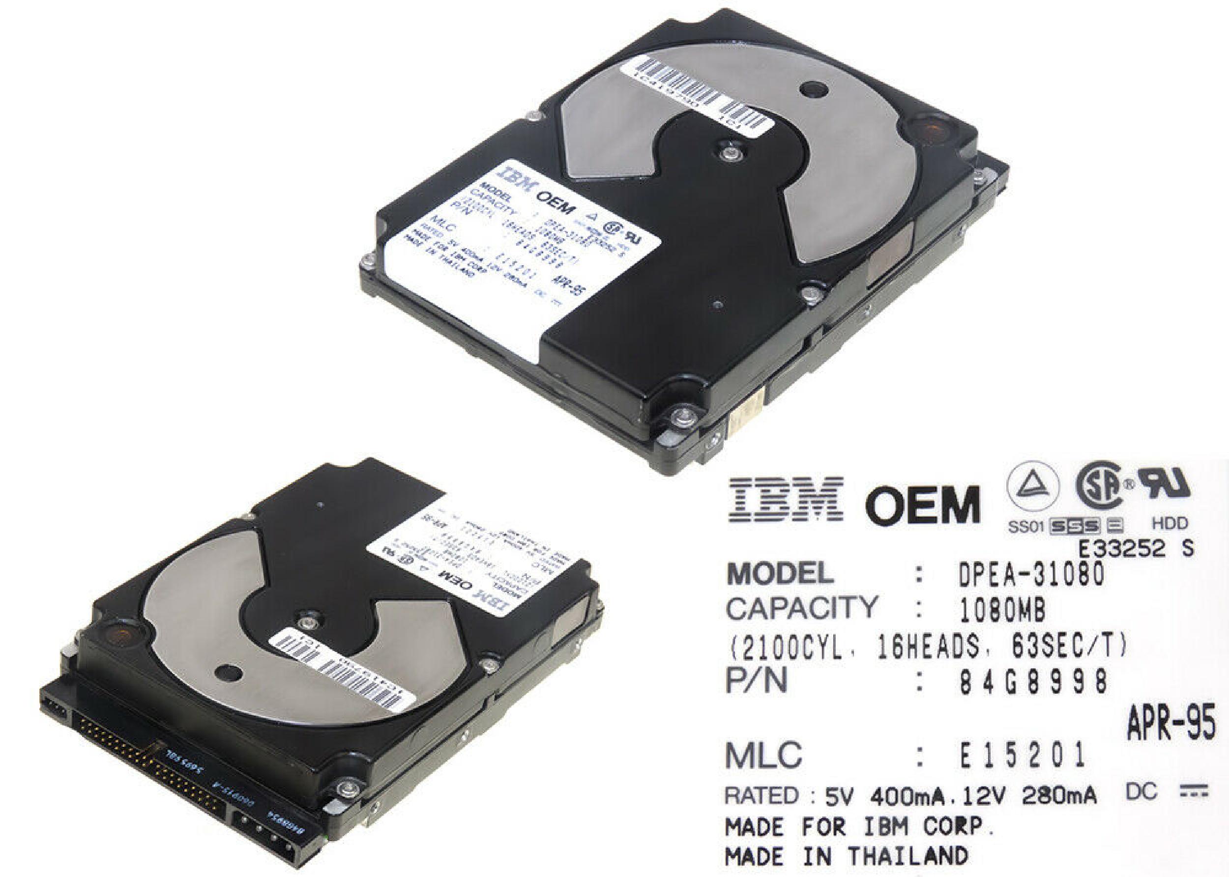 IBM DPEA-31080 1080 MB AT IDE 3.5 INCH HARD DRIVE