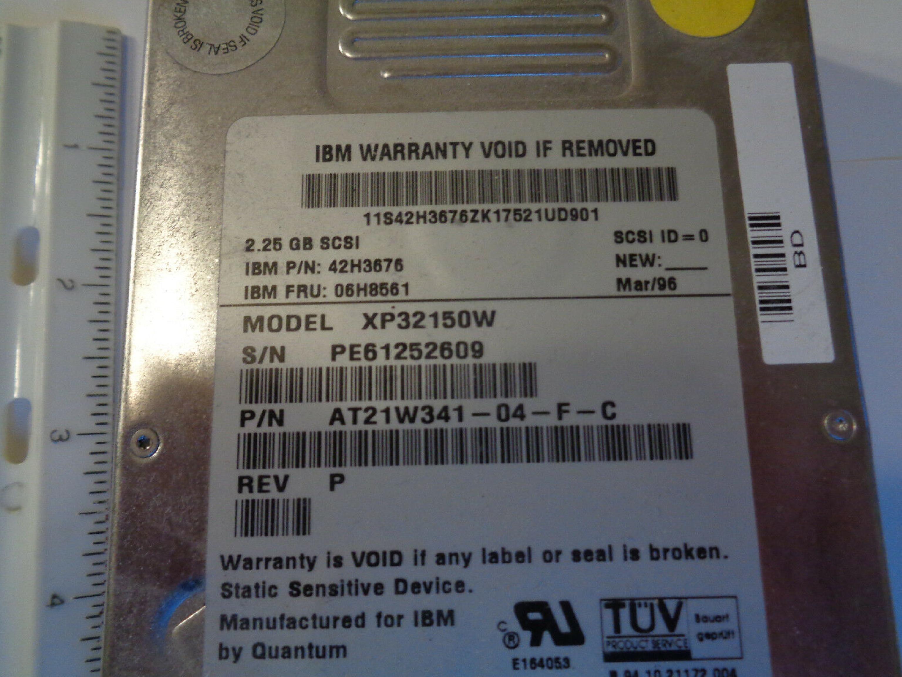 IBM / QUANTUM XP32150W 2.5GB 68 PIN FAST WIDE SCSI DRIVE - TESTED 68PIN REV H