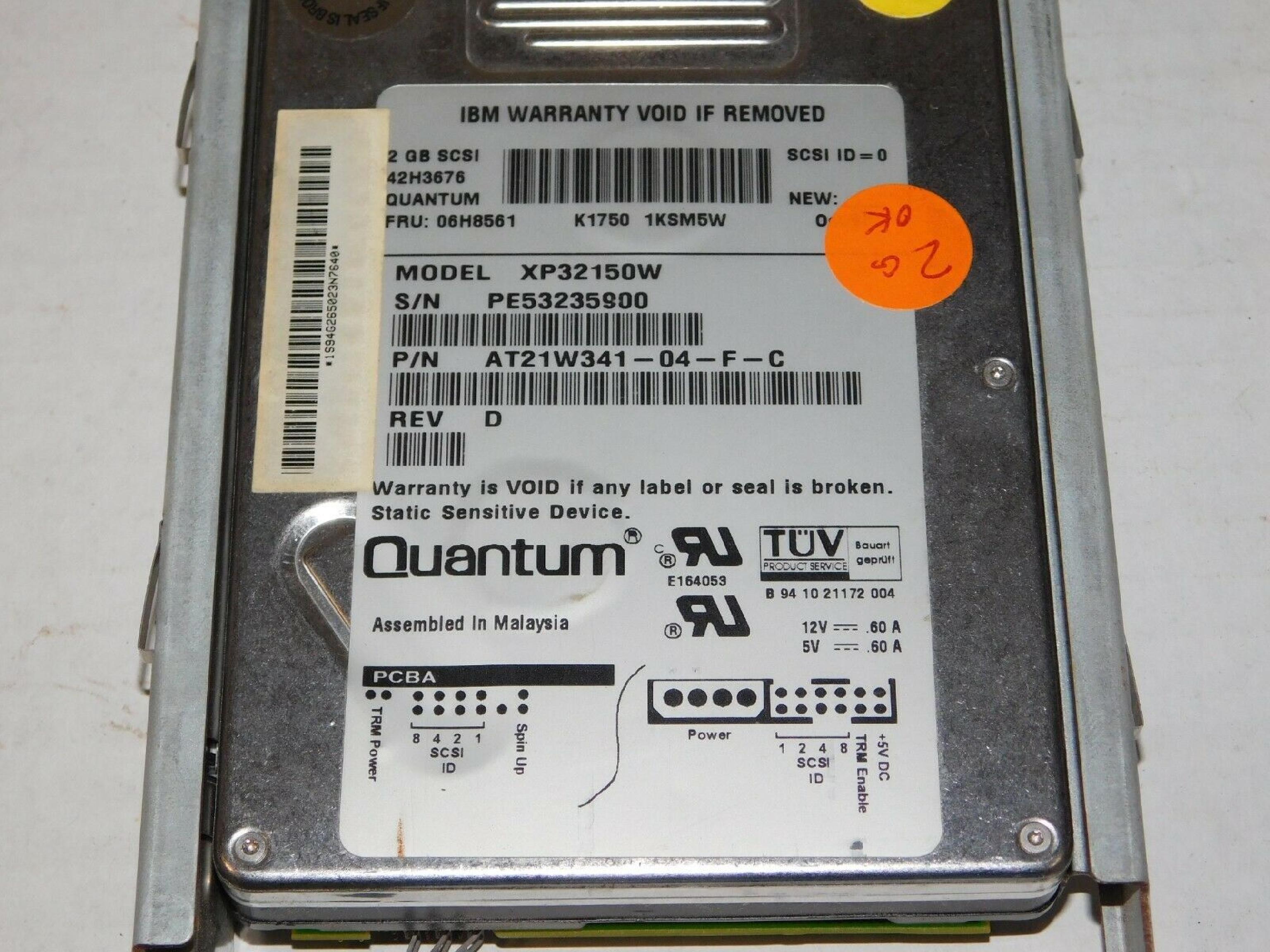 IBM / QUANTUM XP32150W 2.5GB 68 PIN FAST WIDE SCSI DRIVE - TESTED 68PIN REV H