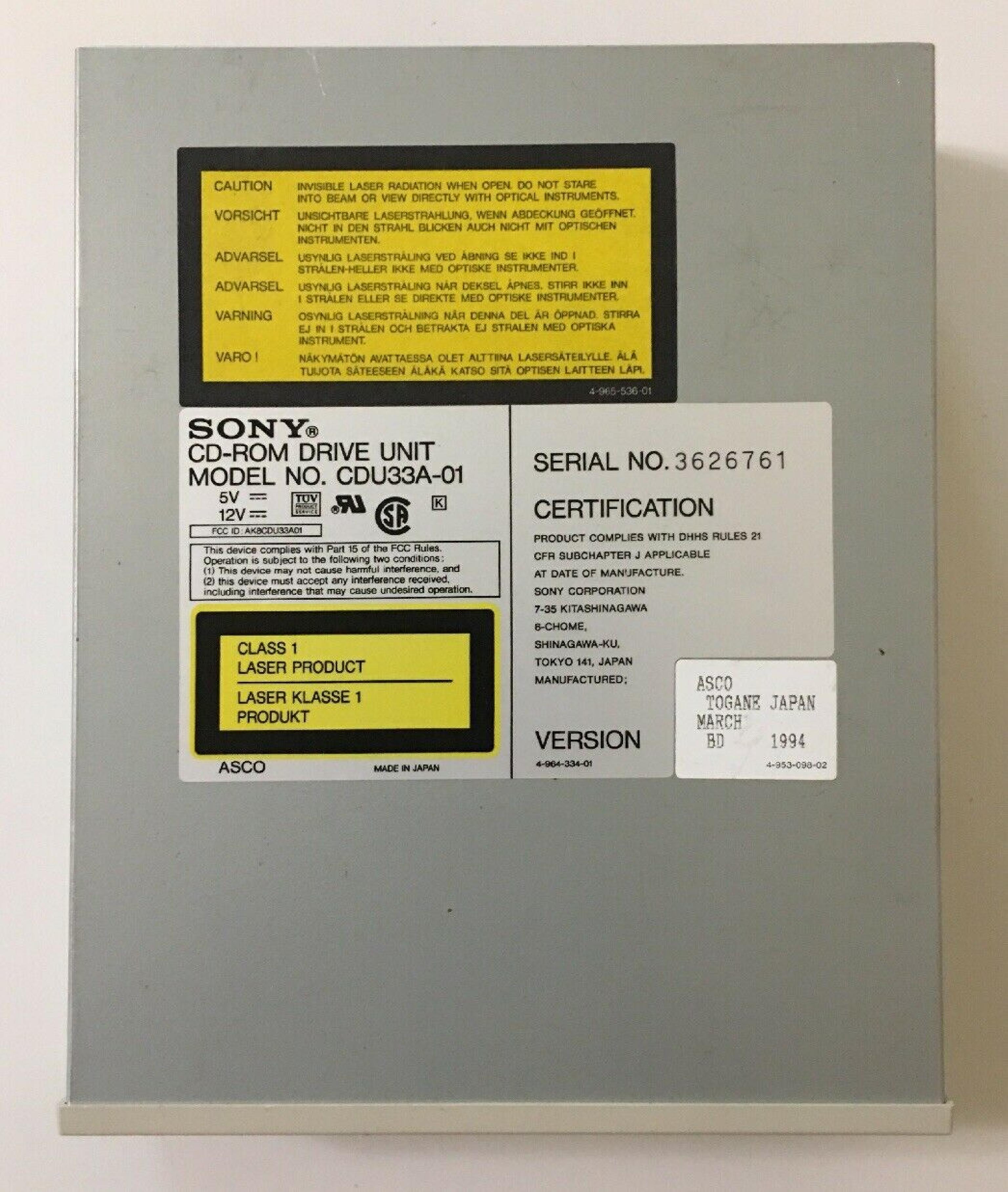 SONY CDU33A-01 CD-ROM 2X SPEED IDE