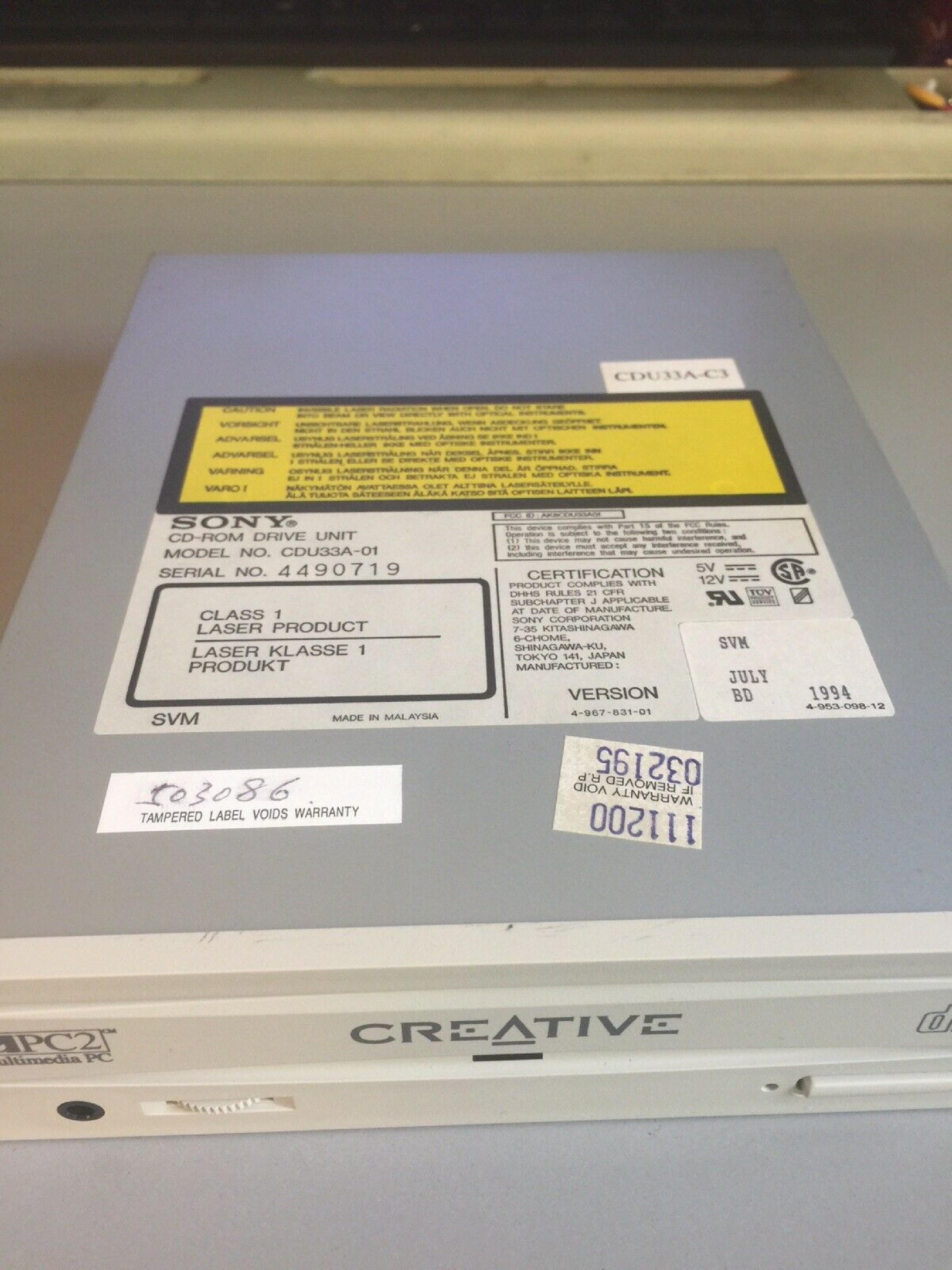 SONY CDU33A-01 CD-ROM 2X SPEED IDE