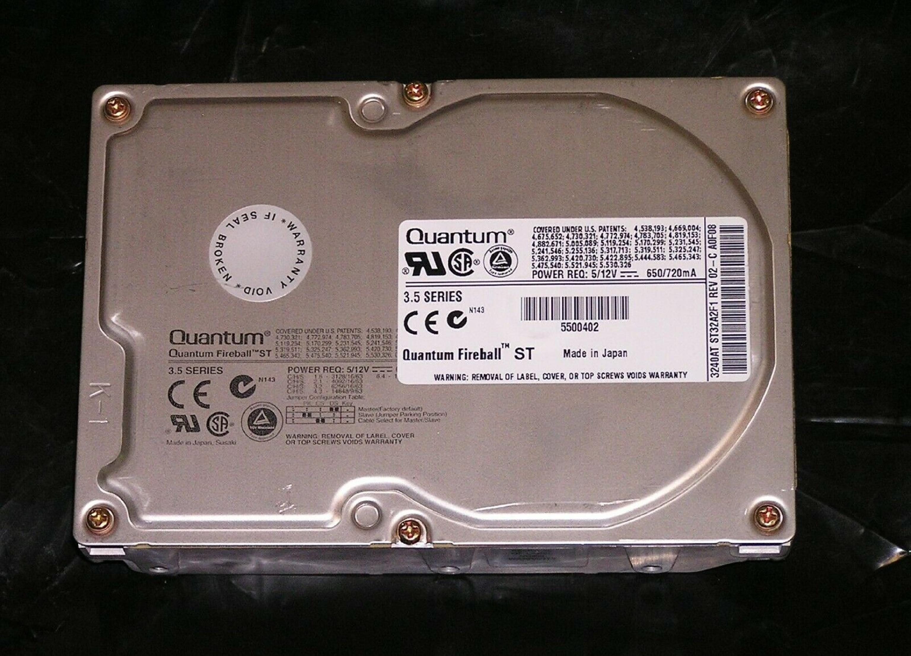 QUANTUM 3240AT 3.2GB IDE 5.25 INCH HARD DRIVE