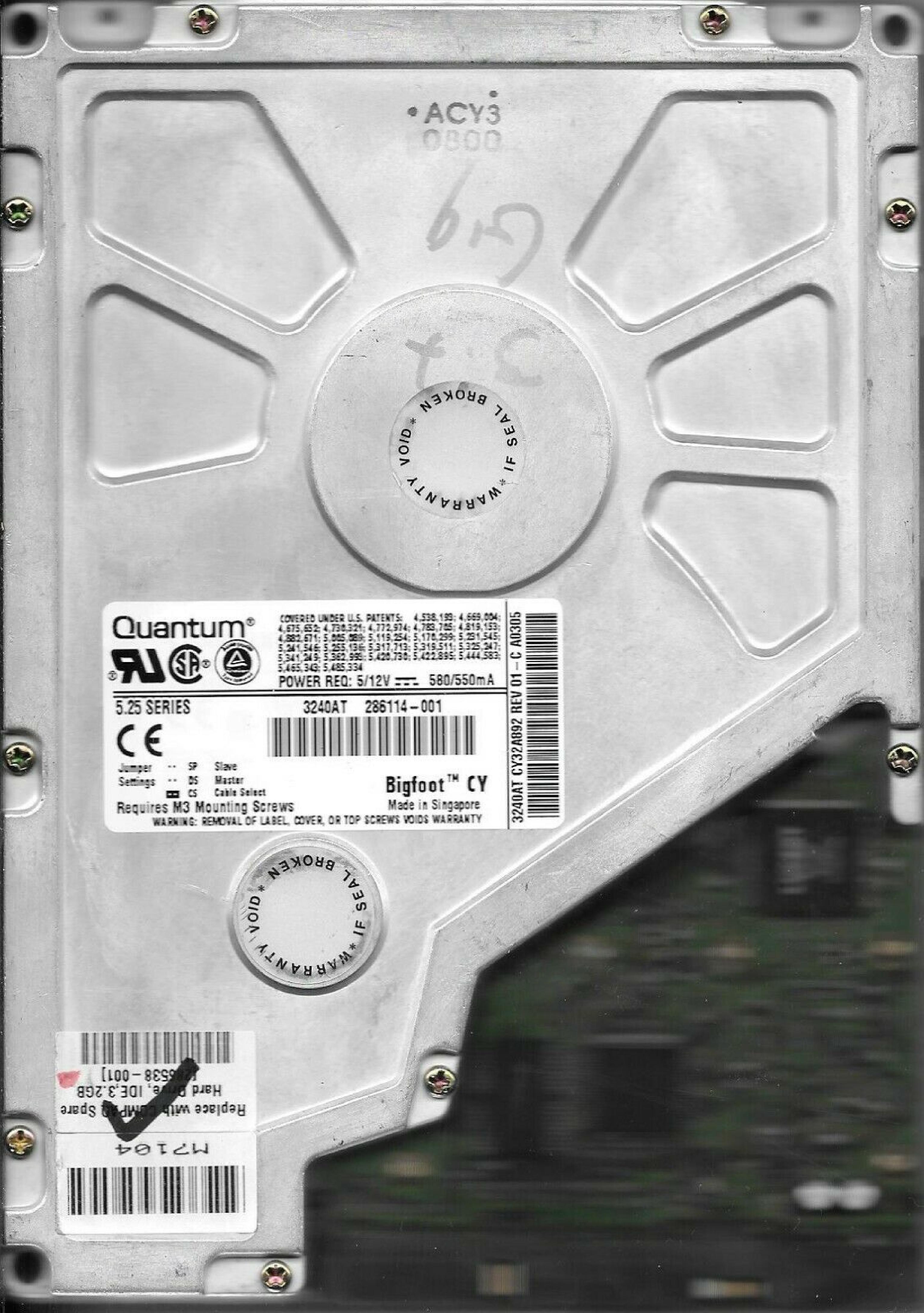 QUANTUM 3240AT 3.2GB IDE 5.25 INCH HARD DRIVE