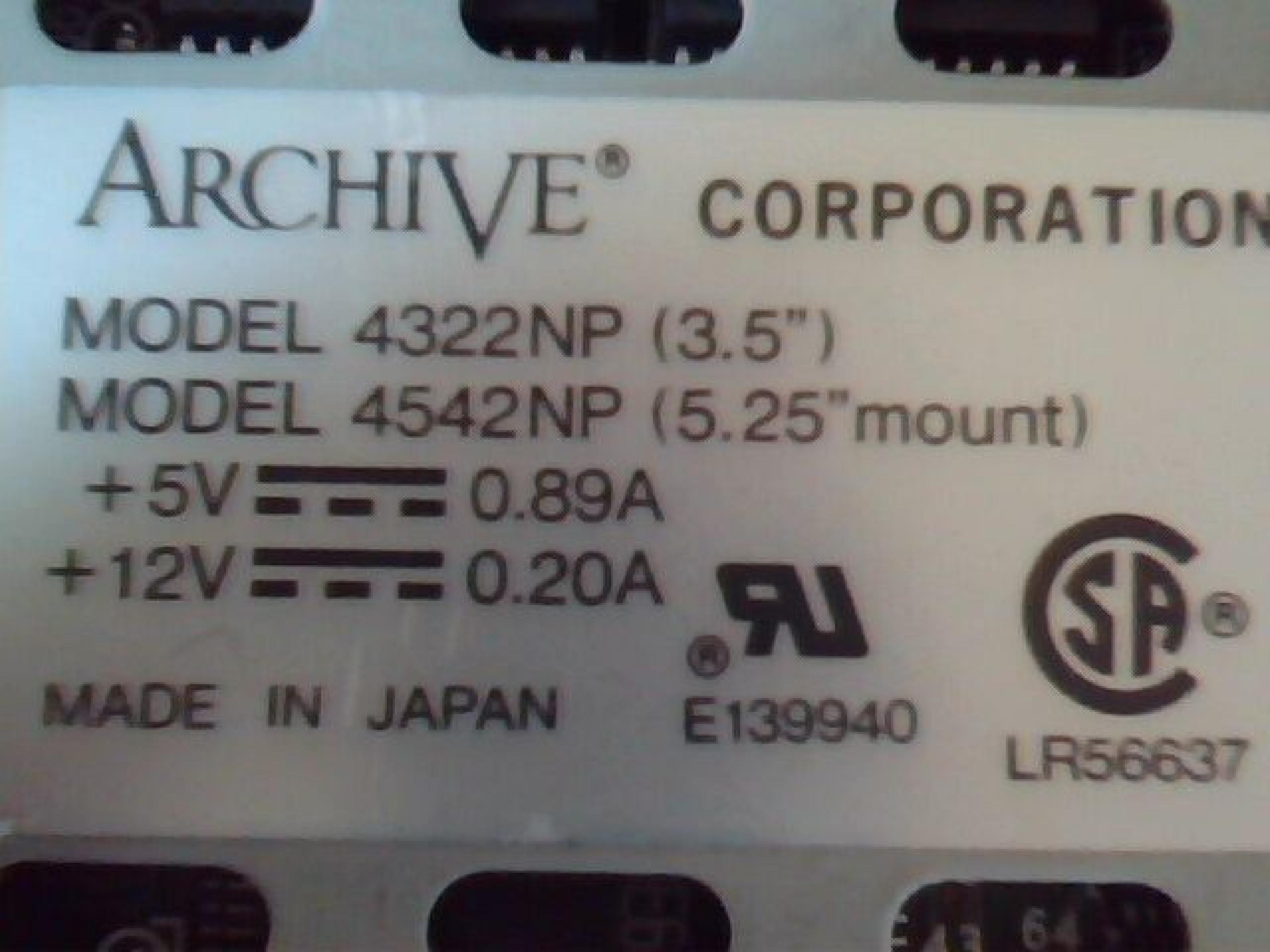 ARCHIVE 4542NP 2/4GB 4MM SCSI INTERNAL HH TAPE DRIVE