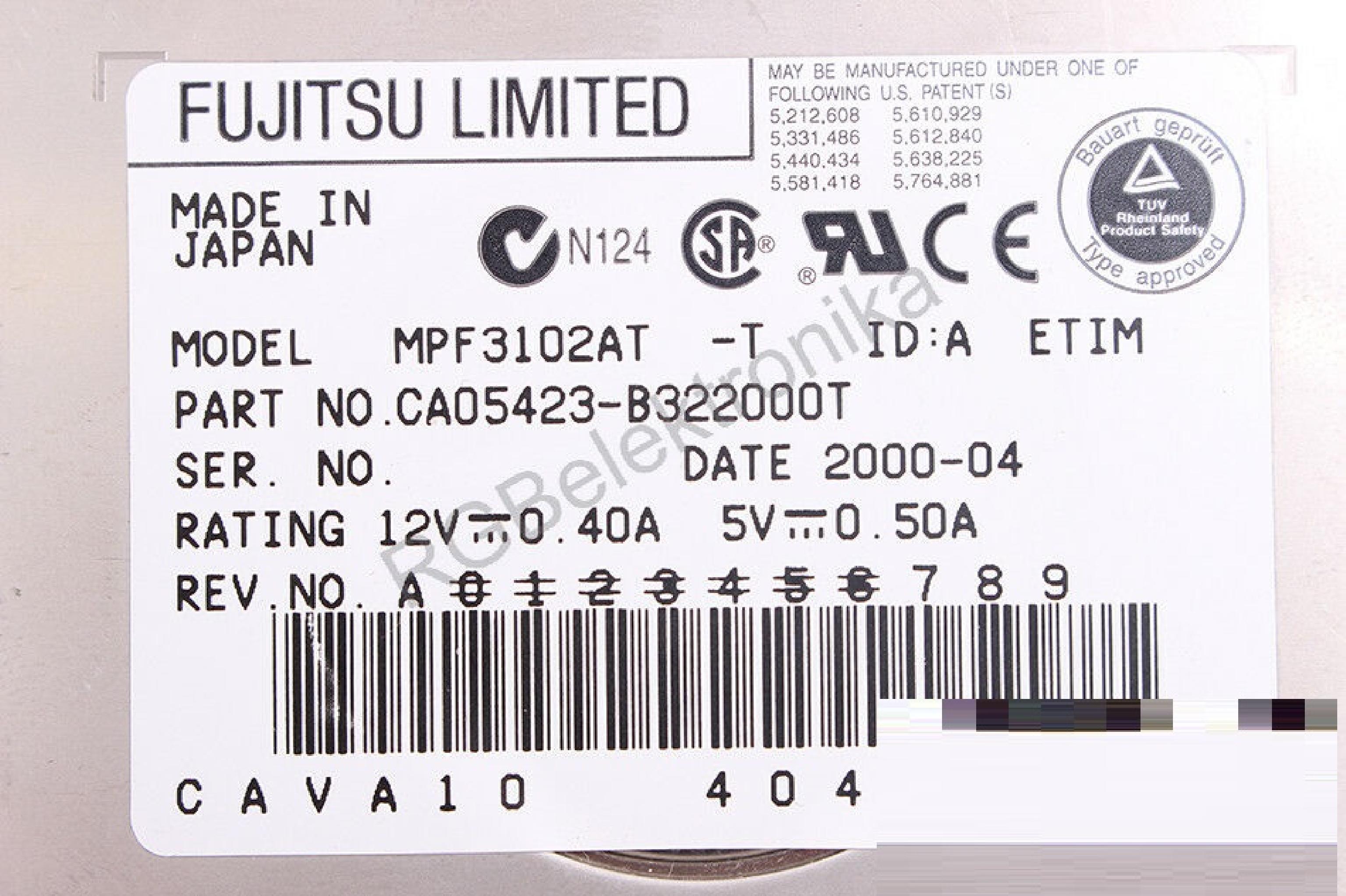 FUJITSU MPF3102AT 10GB ATA 3.5 INCH IDE HARD DRIVE