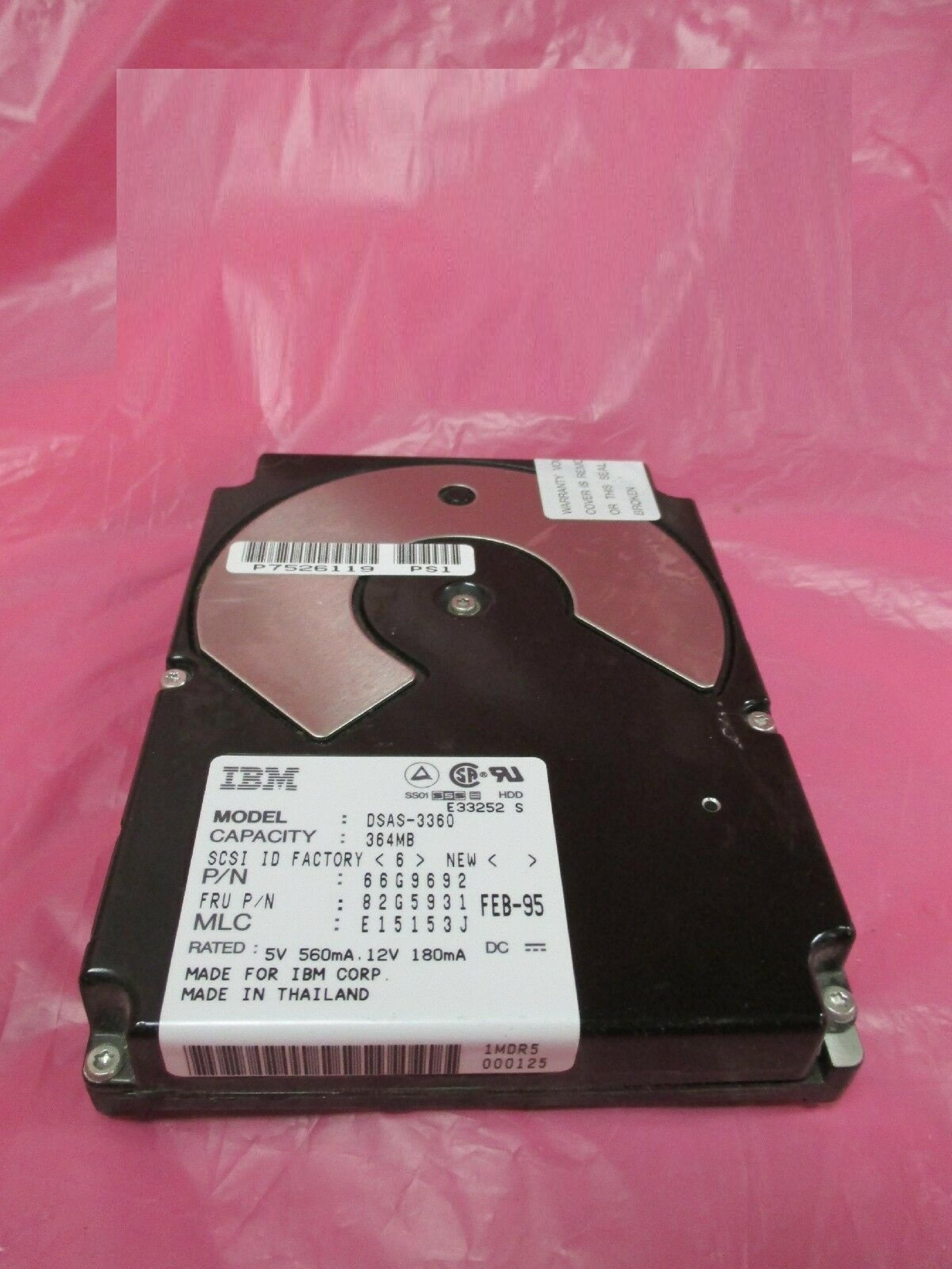 IBM 66G9692 364MB 3.5 INCH 50 PIN HARD DRIVE