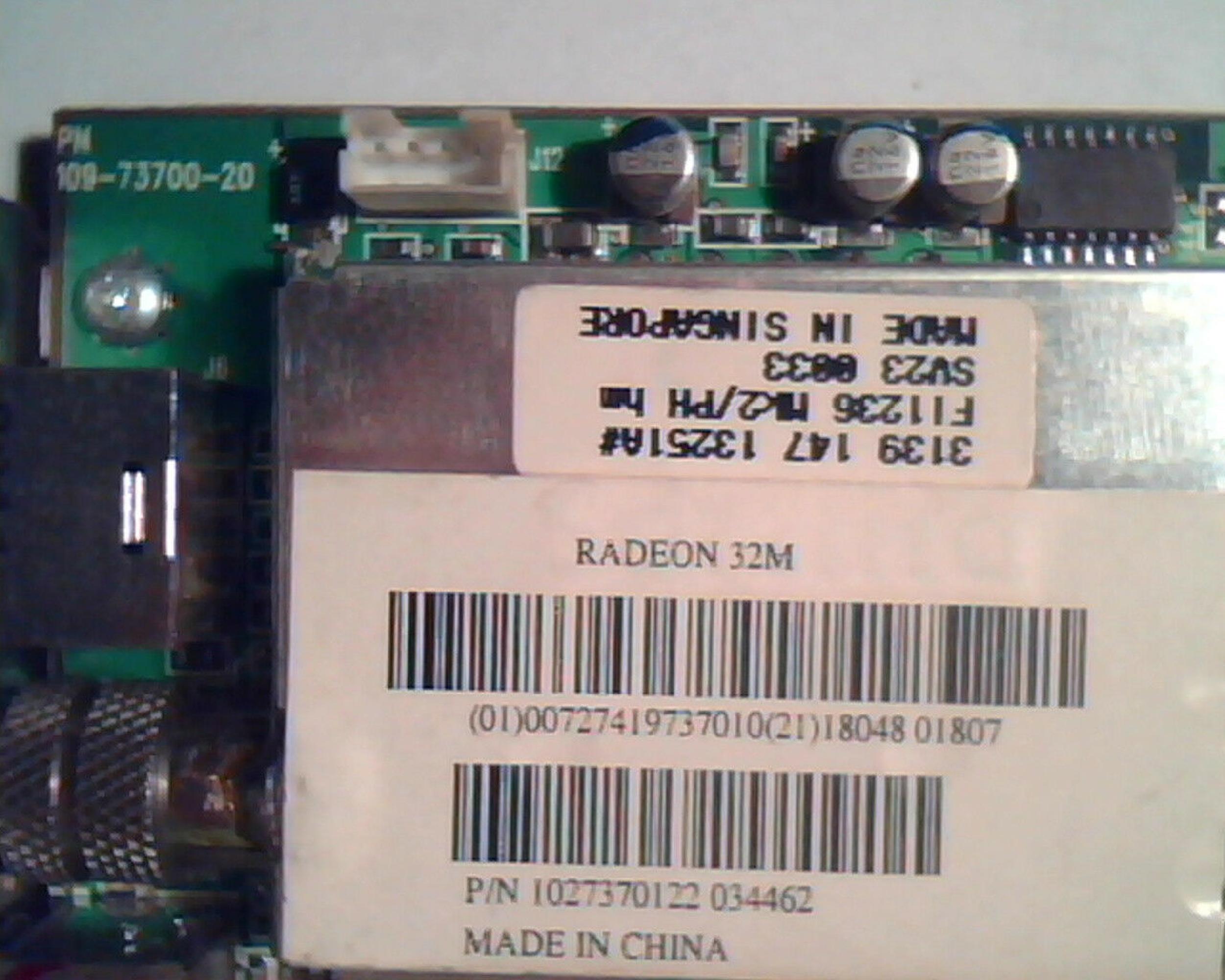 ATI 109-73700-20 32MB AGP VIDEO CARD WITH VIDEO IN/OUT TV AND DVI PORTS