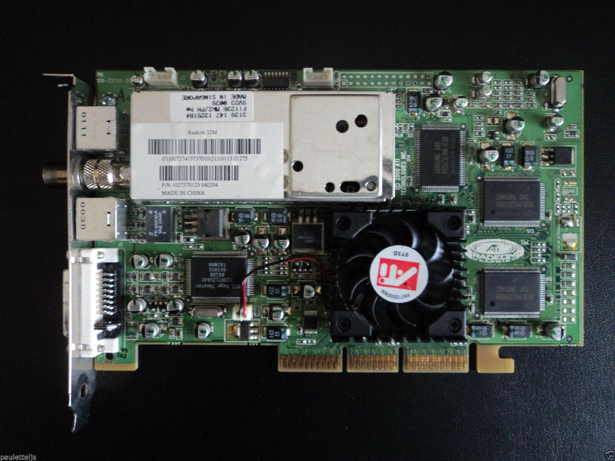 ATI 1027370123 32MB AGP VIDEO CARD WITH DVI TV IN/OUT AND CATV