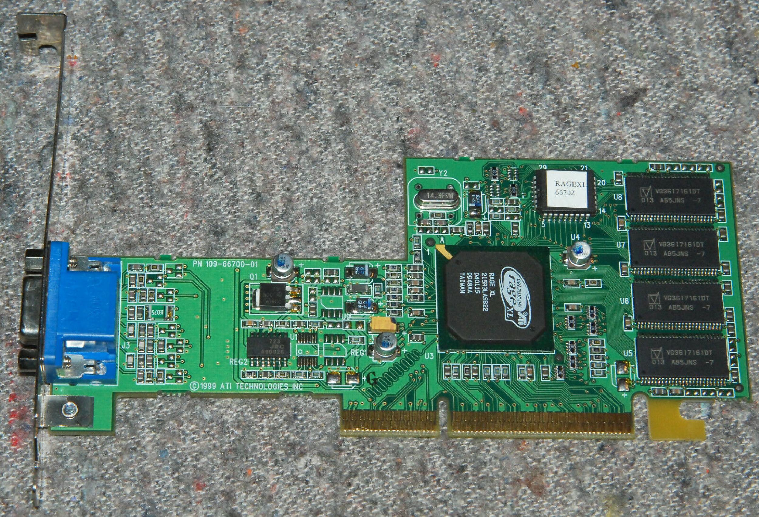ATI 109-66700-01 8MB AGP VIDEO CARD WITH VGA OUTPUT RAGE XL PORT