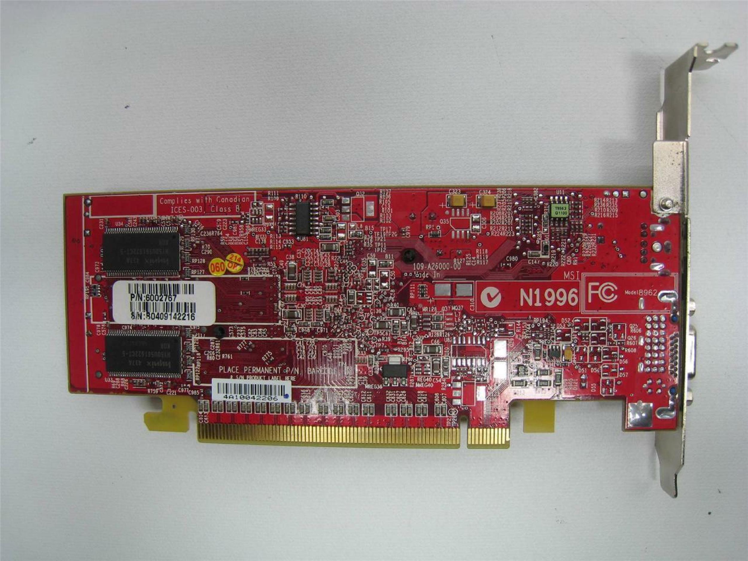 ATI 102A2600501 64MB PCI-E VIDEO CARD WITH DVI AND S-VIDEO OUTPUTS RADEON X300 128MB S-VID PORTS SVIDEO