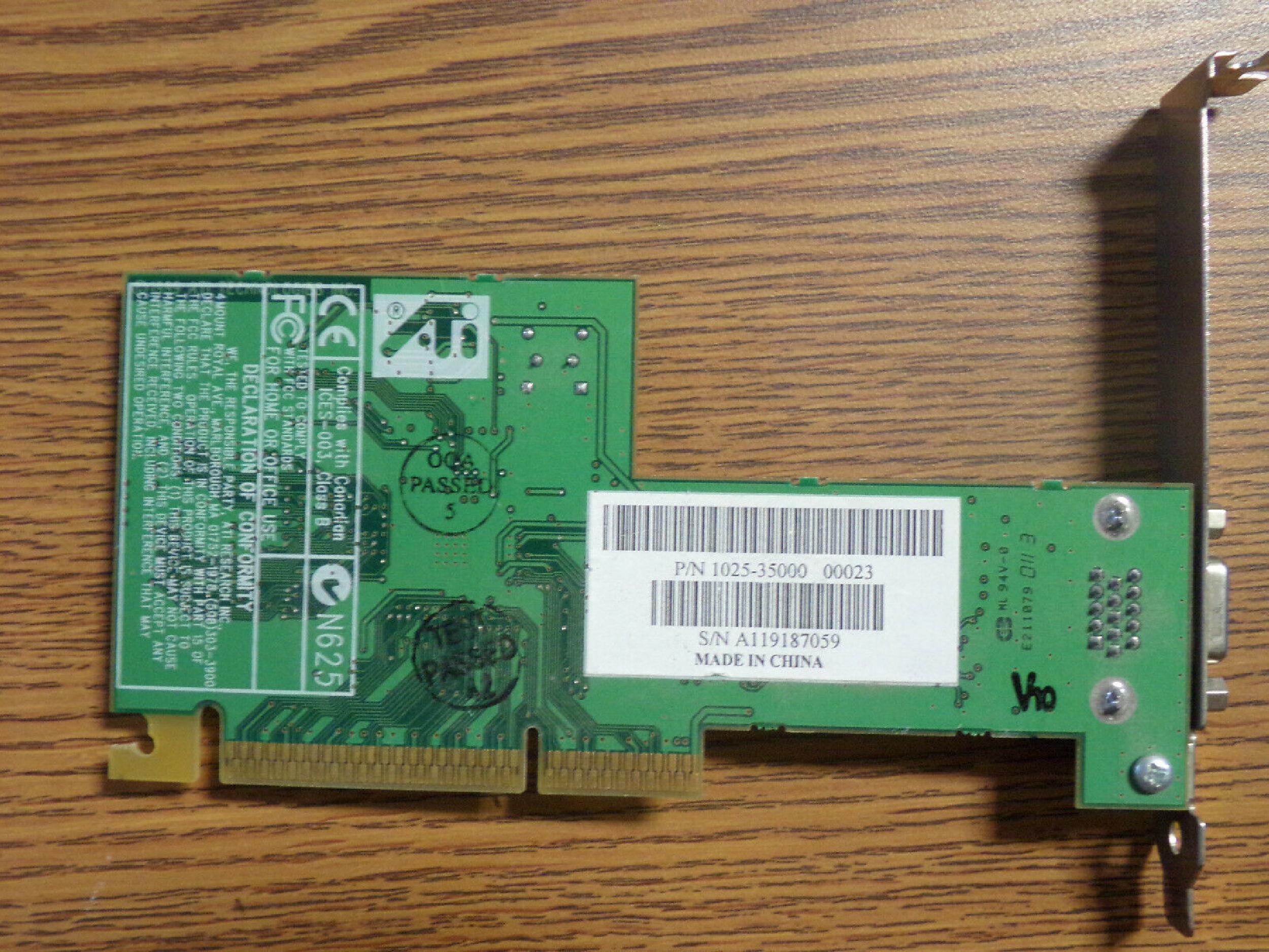 ATI 109-66900-10 8MB AGP VIDEO CARD WITH VGA OUTPUT RAGE XL PORT