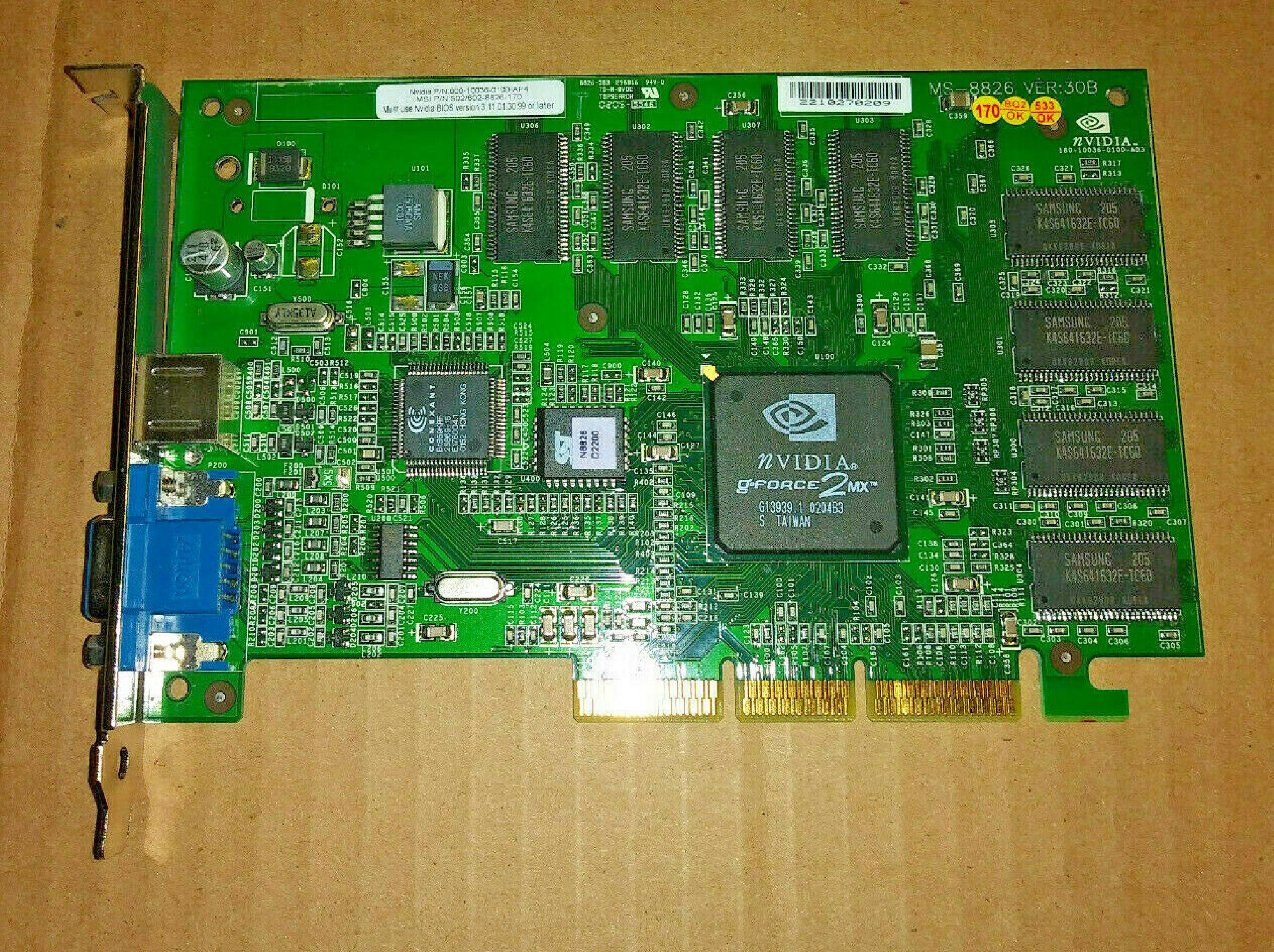 NVIDIA 180-10036-0100-A03 64MB AGP VIDEO CARD WITH TV OUT AND VGA