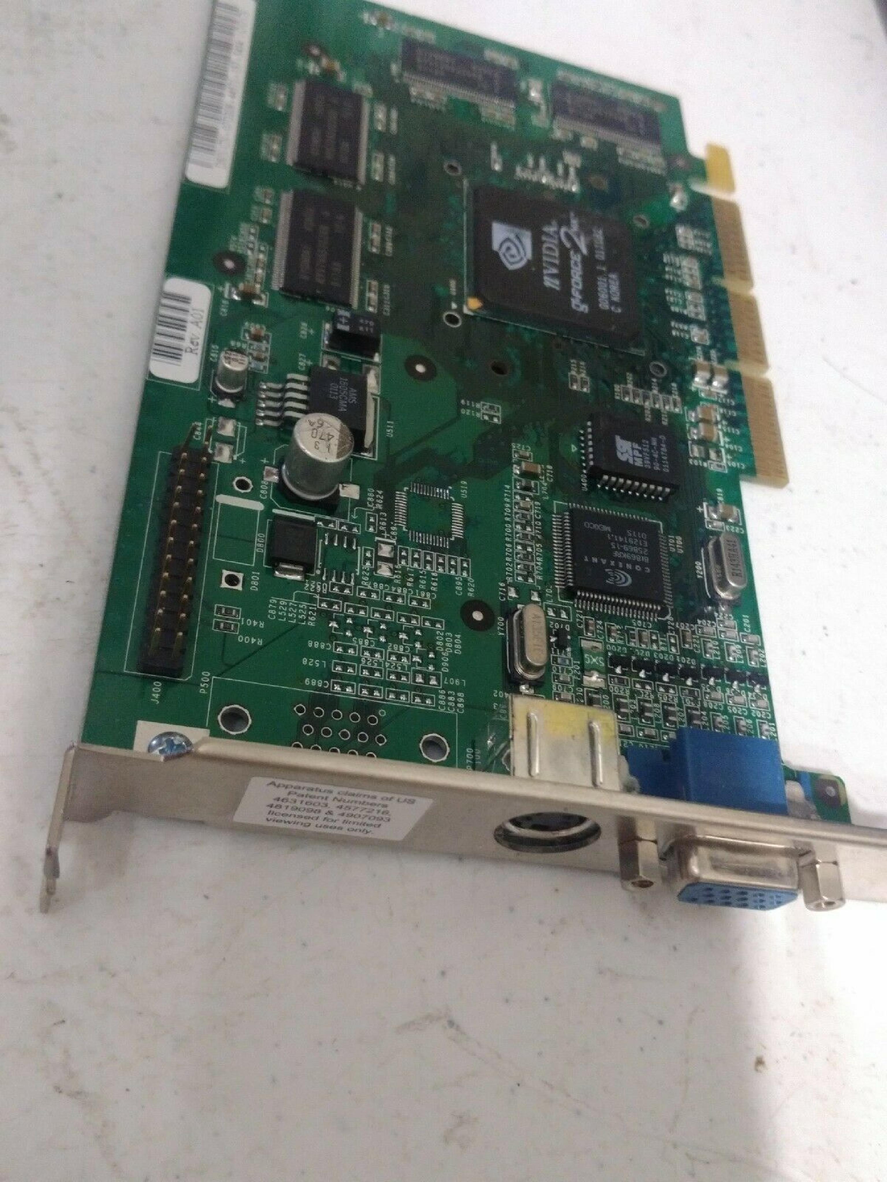 NVIDIA P55 32MB AGP VIDEO CARD WITH VGA AND S-VIDEO OUTPUTS GFORCE2MX TV-OUT TV OUT