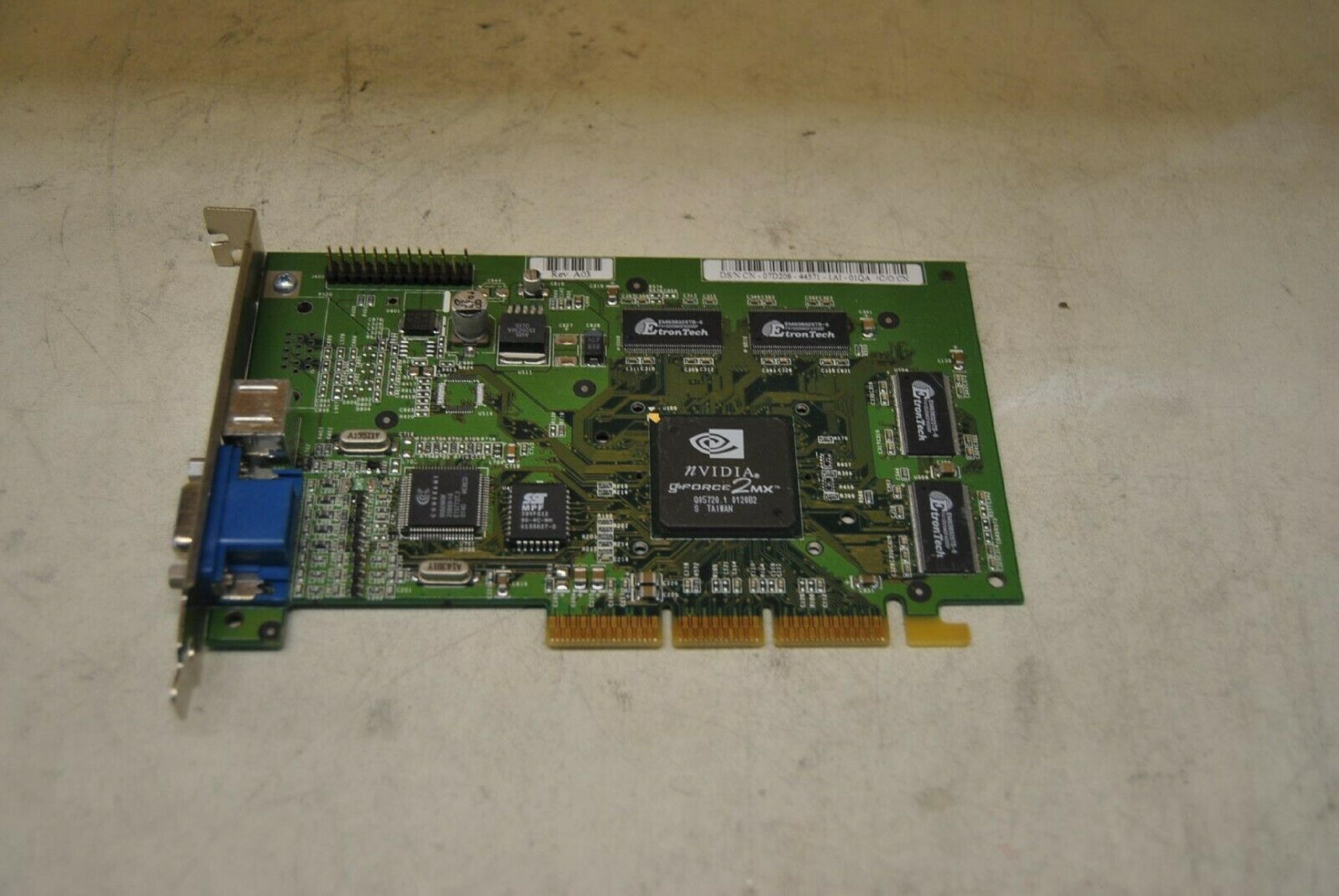 NVIDIA P55 32MB AGP VIDEO CARD WITH VGA AND S-VIDEO OUTPUTS GFORCE2MX TV-OUT TV OUT