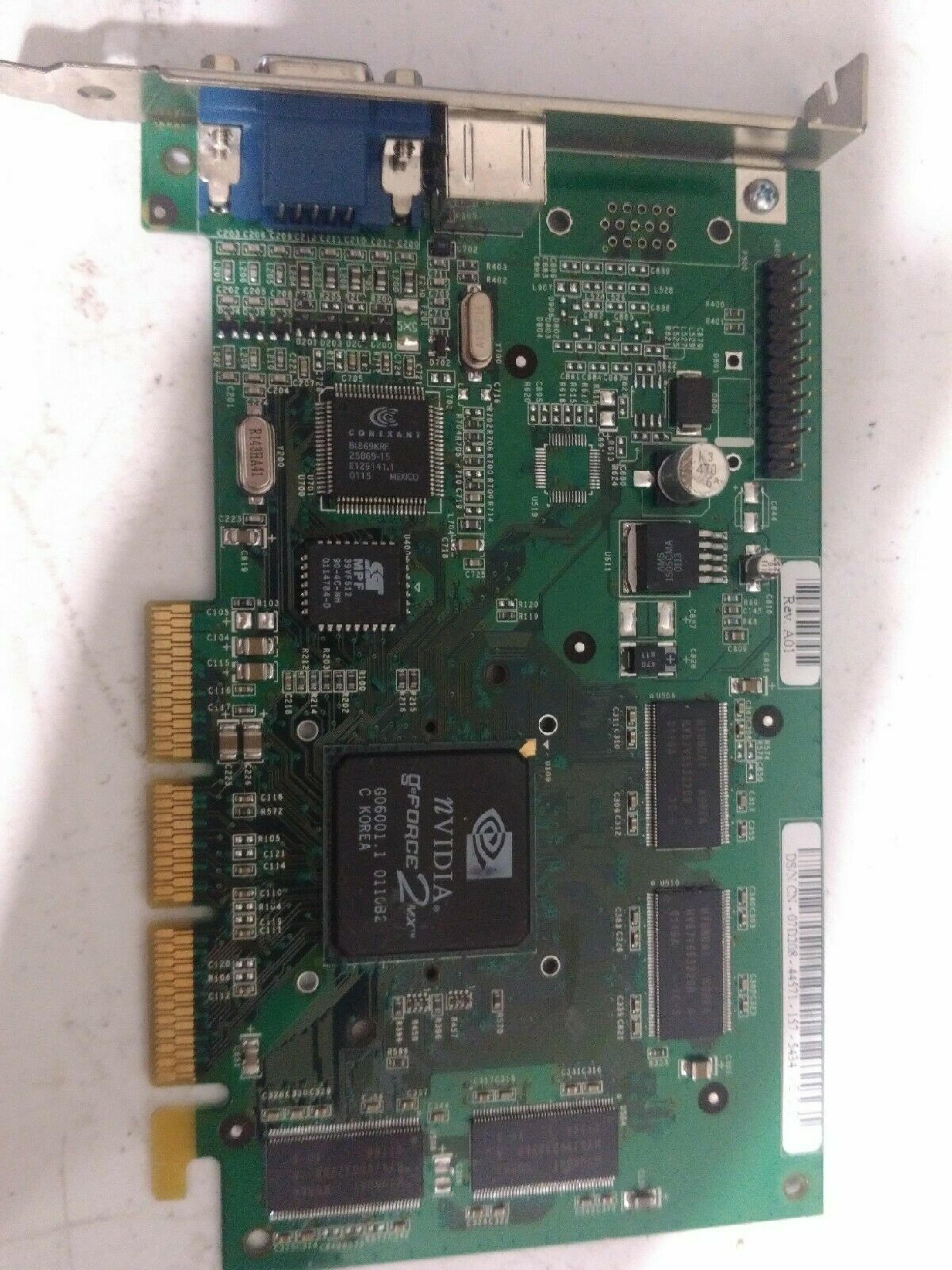 NVIDIA P55 32MB AGP VIDEO CARD WITH VGA AND S-VIDEO OUTPUTS GFORCE2MX TV-OUT TV OUT