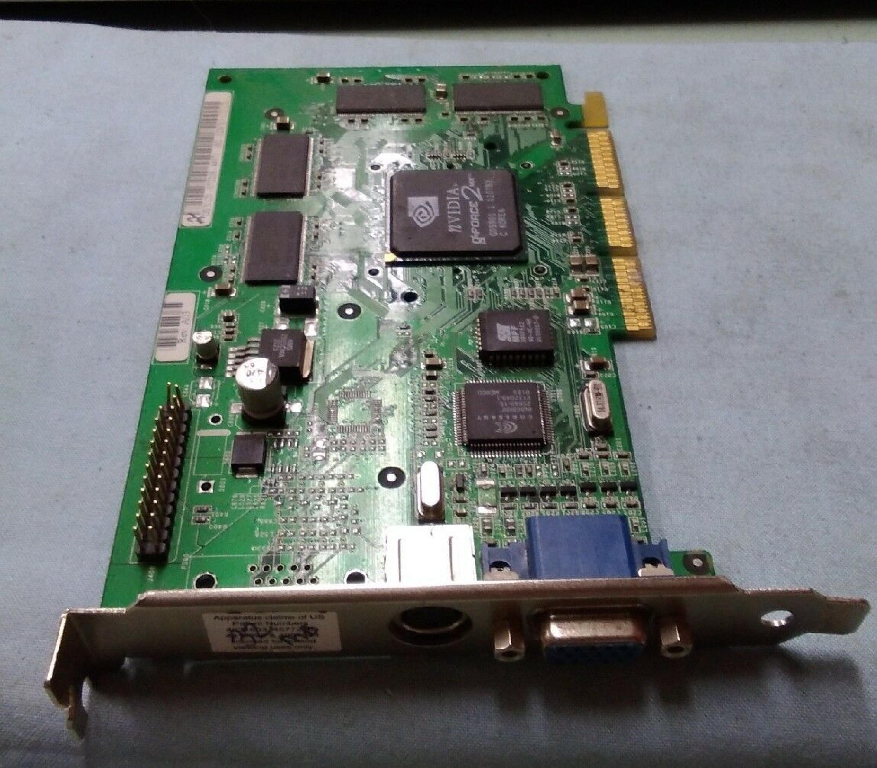 NVIDIA P55 32MB AGP VIDEO CARD WITH VGA AND S-VIDEO OUTPUTS GFORCE2MX TV-OUT TV OUT