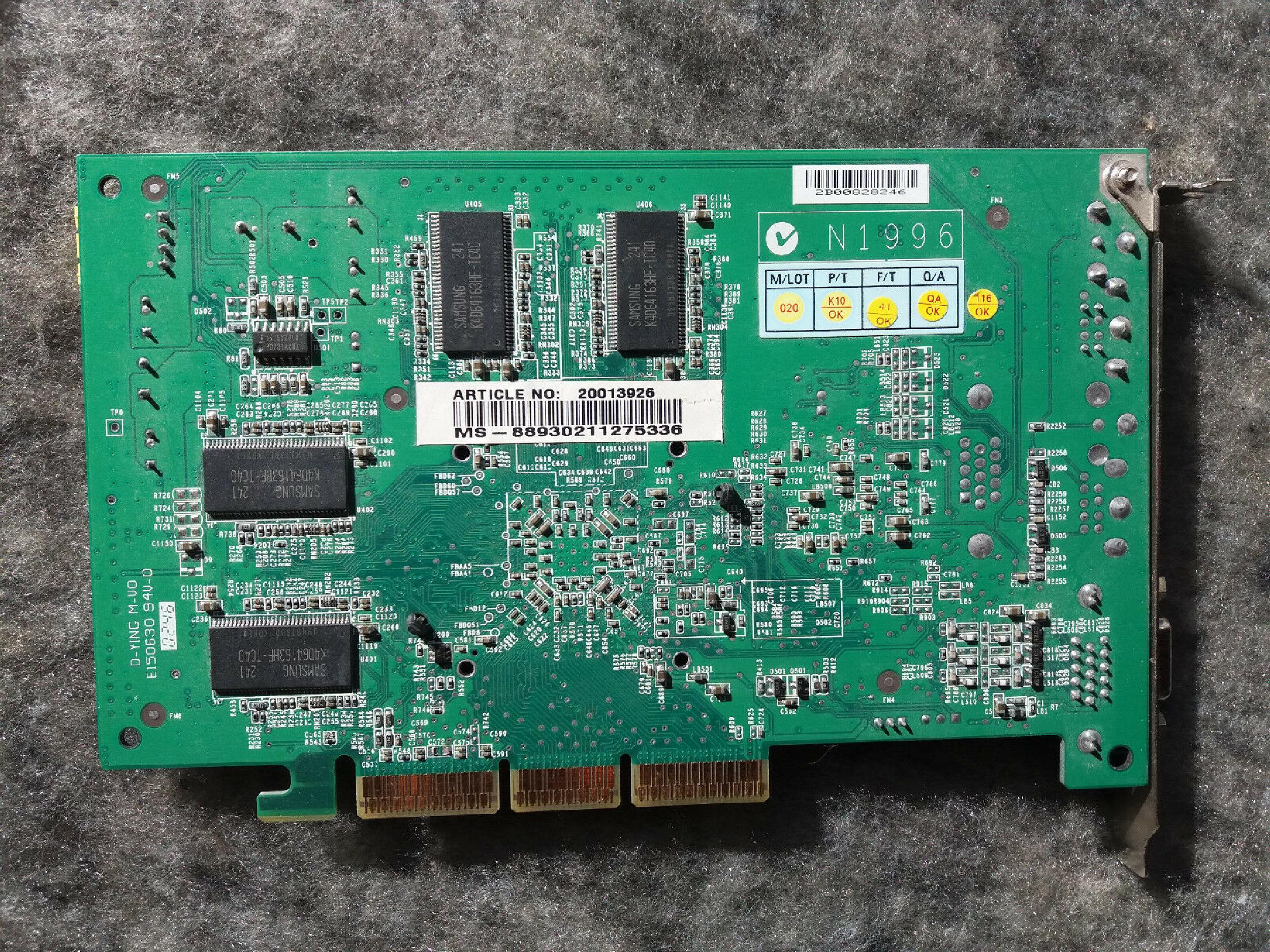 NVIDIA 8893 64MB AGP VIDEO CARD WITH VGA AV-OUT TV-OUT OUTPUTS AND AV OUT