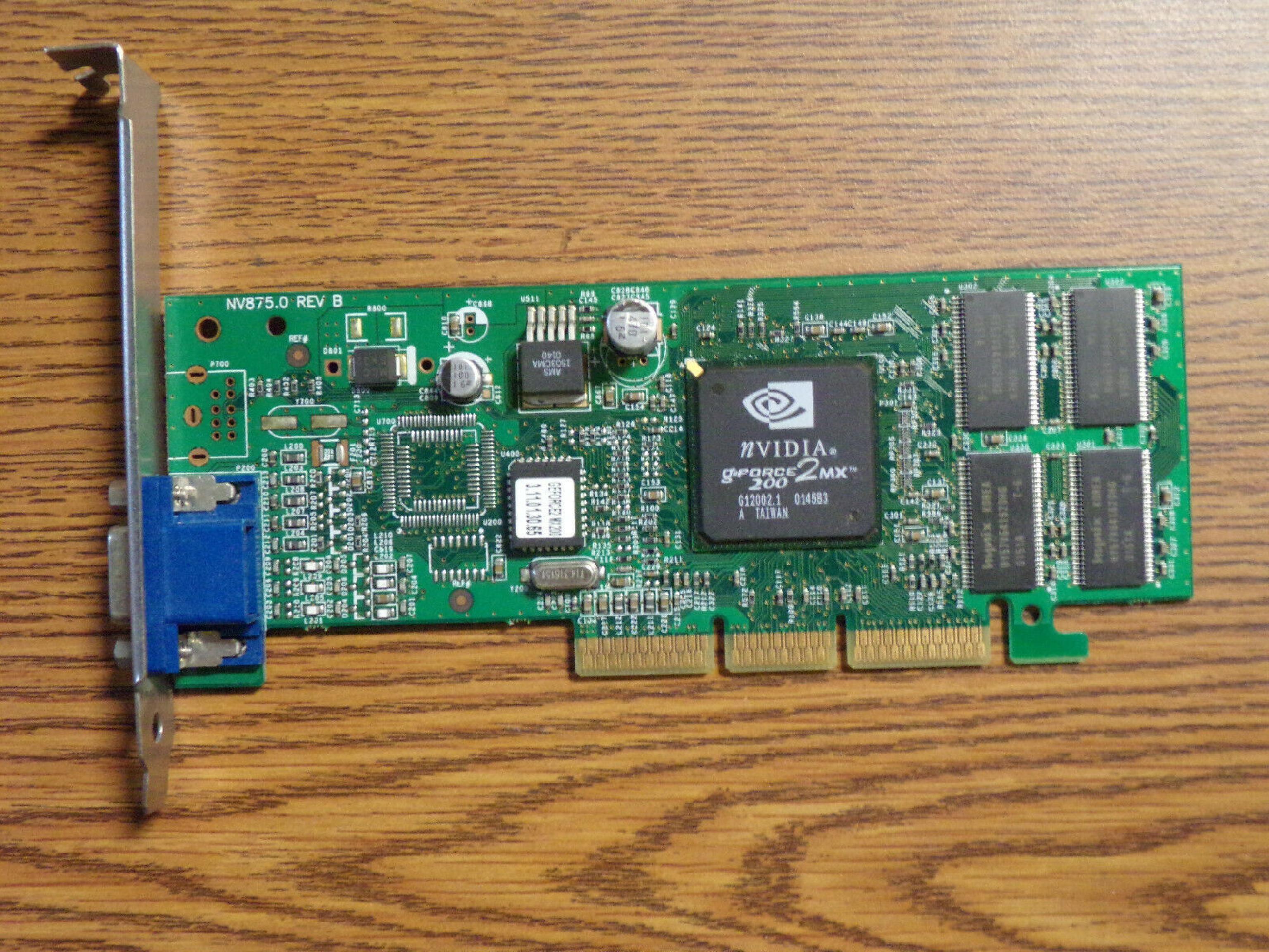 NVIDIA P60 32MB AGP VIDEO CARD WITH VGA AND TV-OUT OUTPUTS OUTPUT GFORCE2MX 200