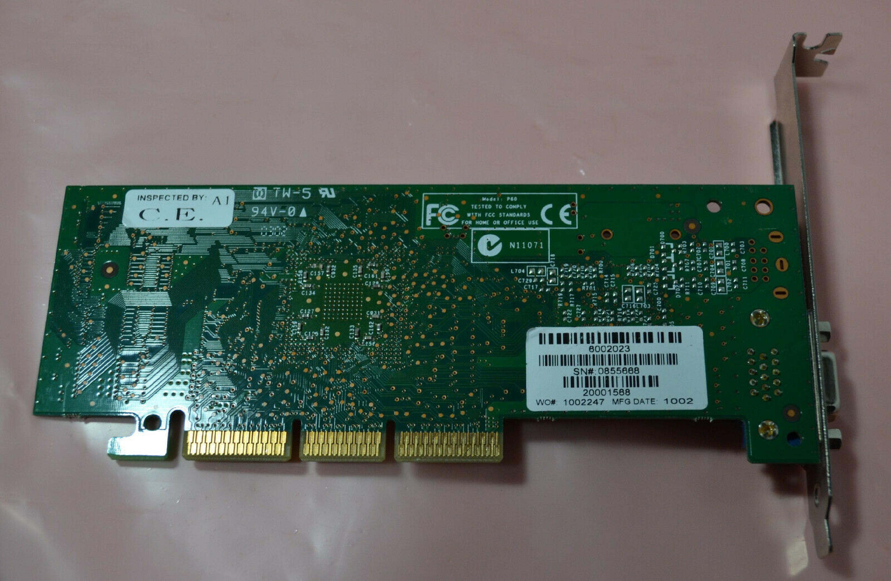 NVIDIA MX200 32MB AGP VIDEO CARD WITH VGA AND TV-OUT OUTPUTS