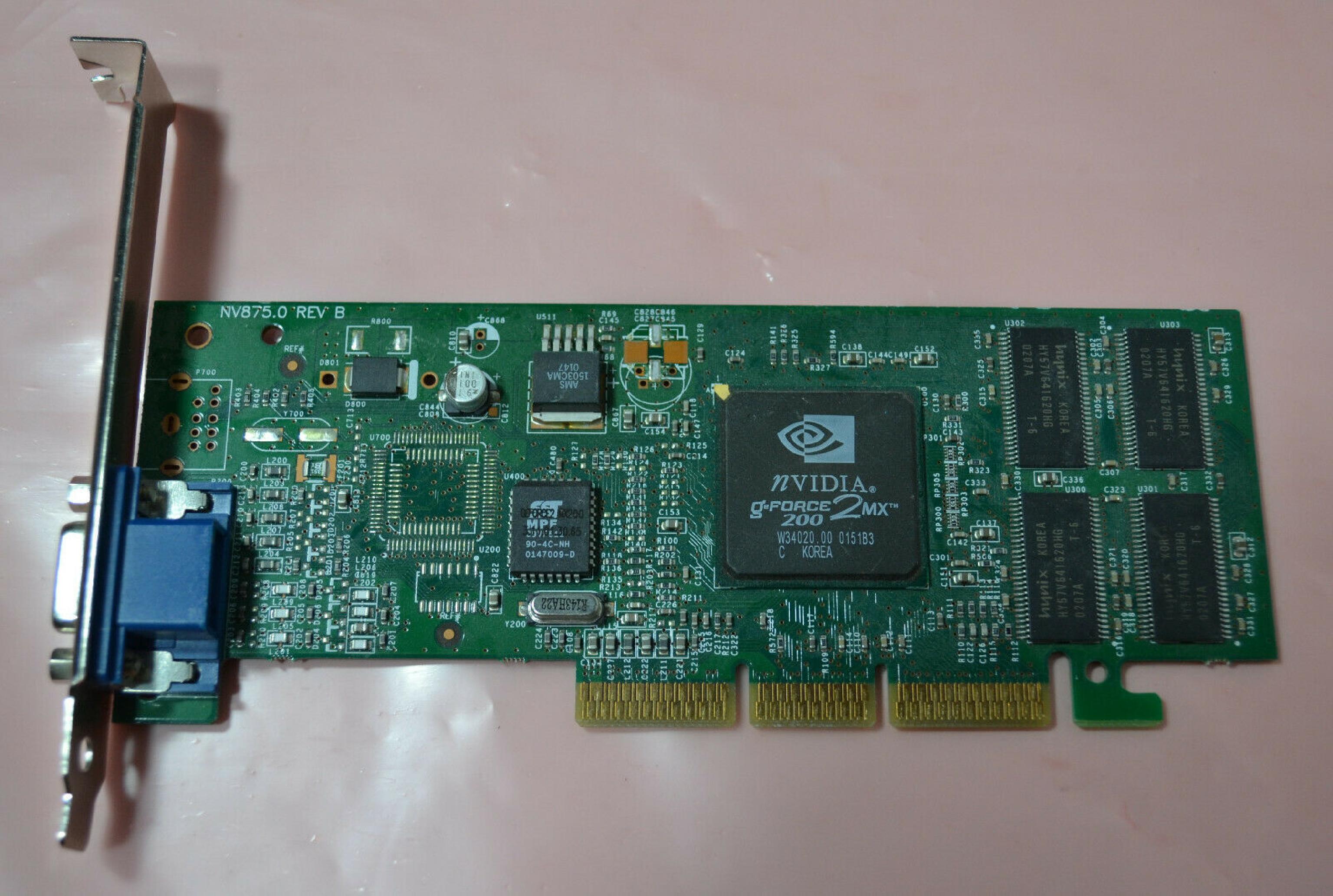 NVIDIA MX200 32MB AGP VIDEO CARD WITH VGA AND TV-OUT OUTPUTS