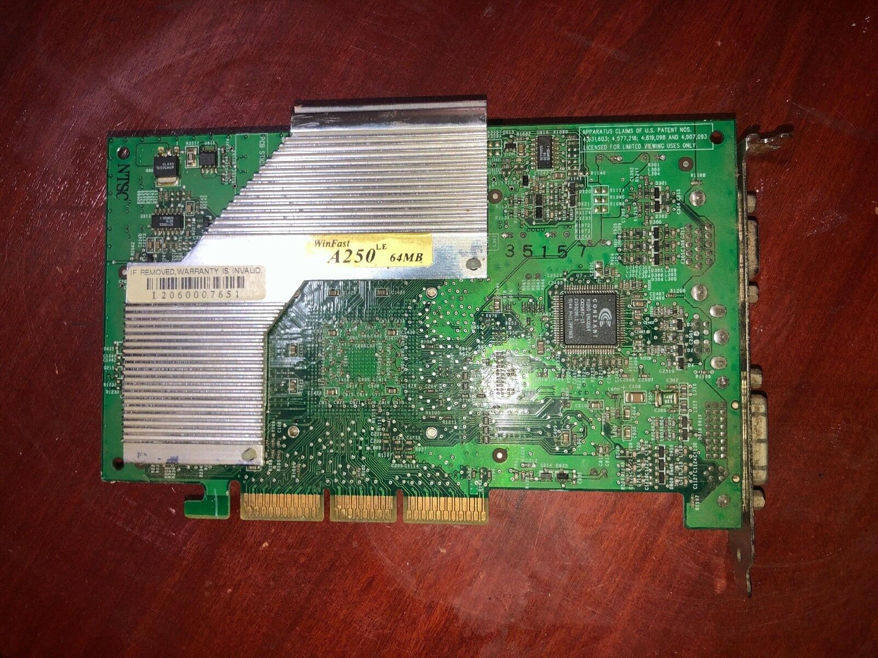 WINFAST A250LE 64MB AGP VIDEO CARD WITH VGA DVI AND TV-OUT OUTPUTS