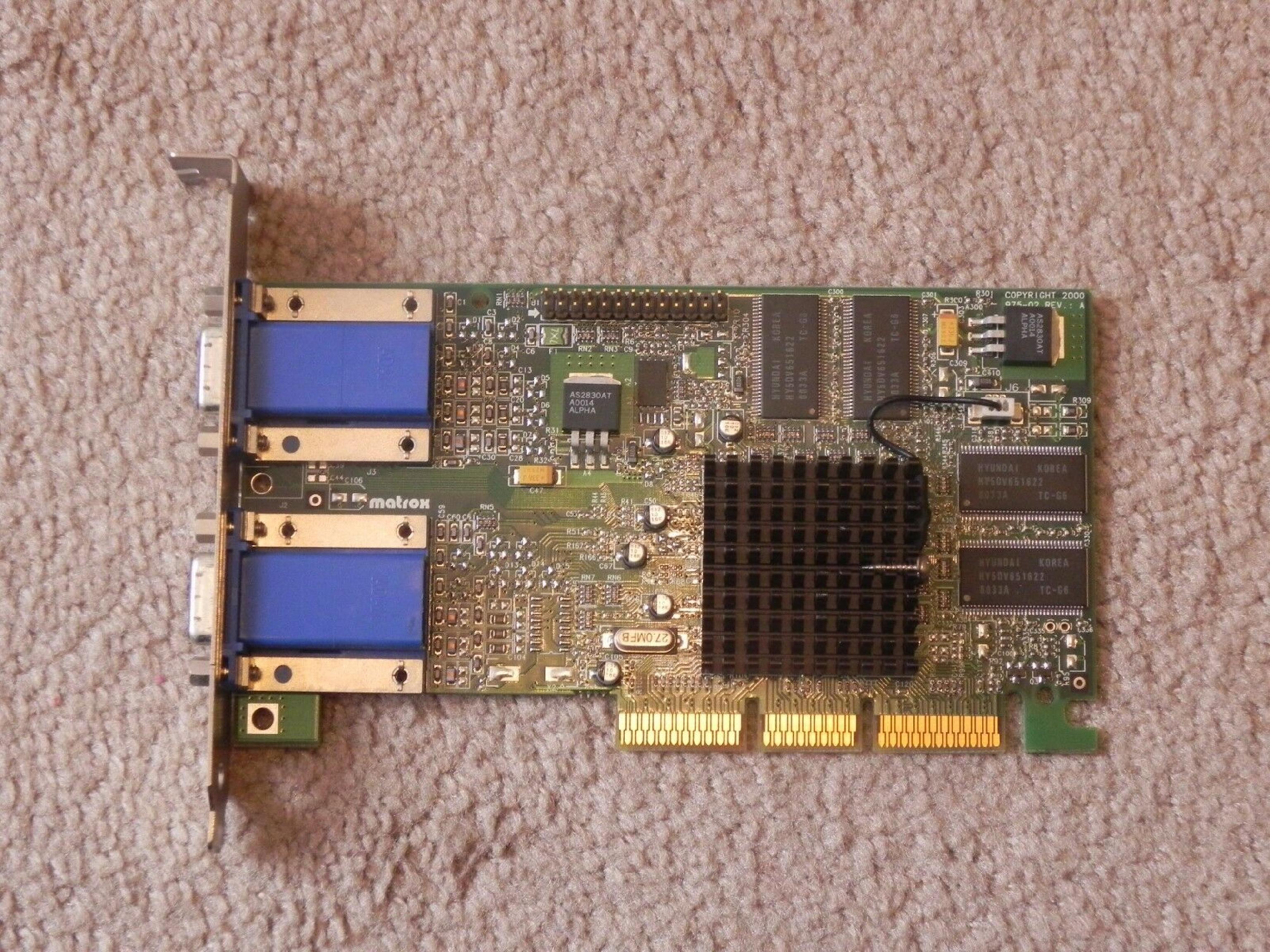 MATROX / DELL 0608UX 32MB AGP VIDEO CARD WITH DUAL VGA OUTPUTS G45 HEAD GRAPHICS CARD: FULL HEIGHT