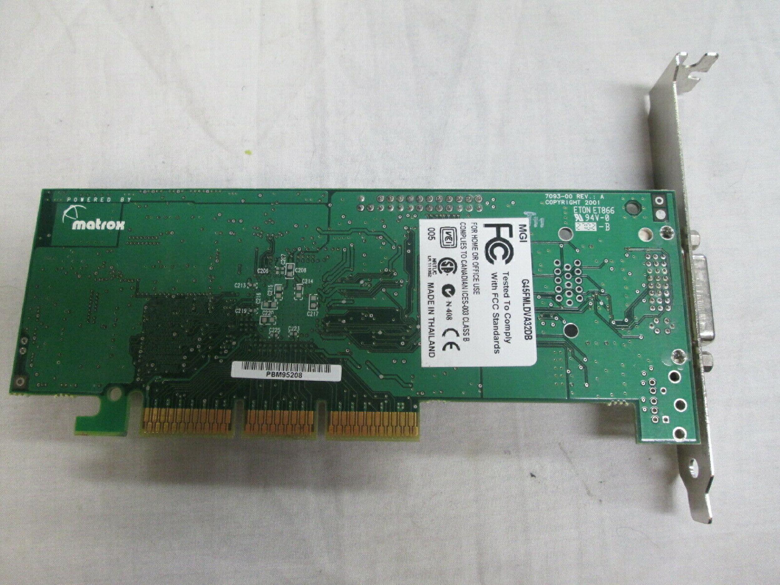 MATROX G45FMLDVA32DB 32MB AGP VIDEO CARD WITH DVI OUTPUT