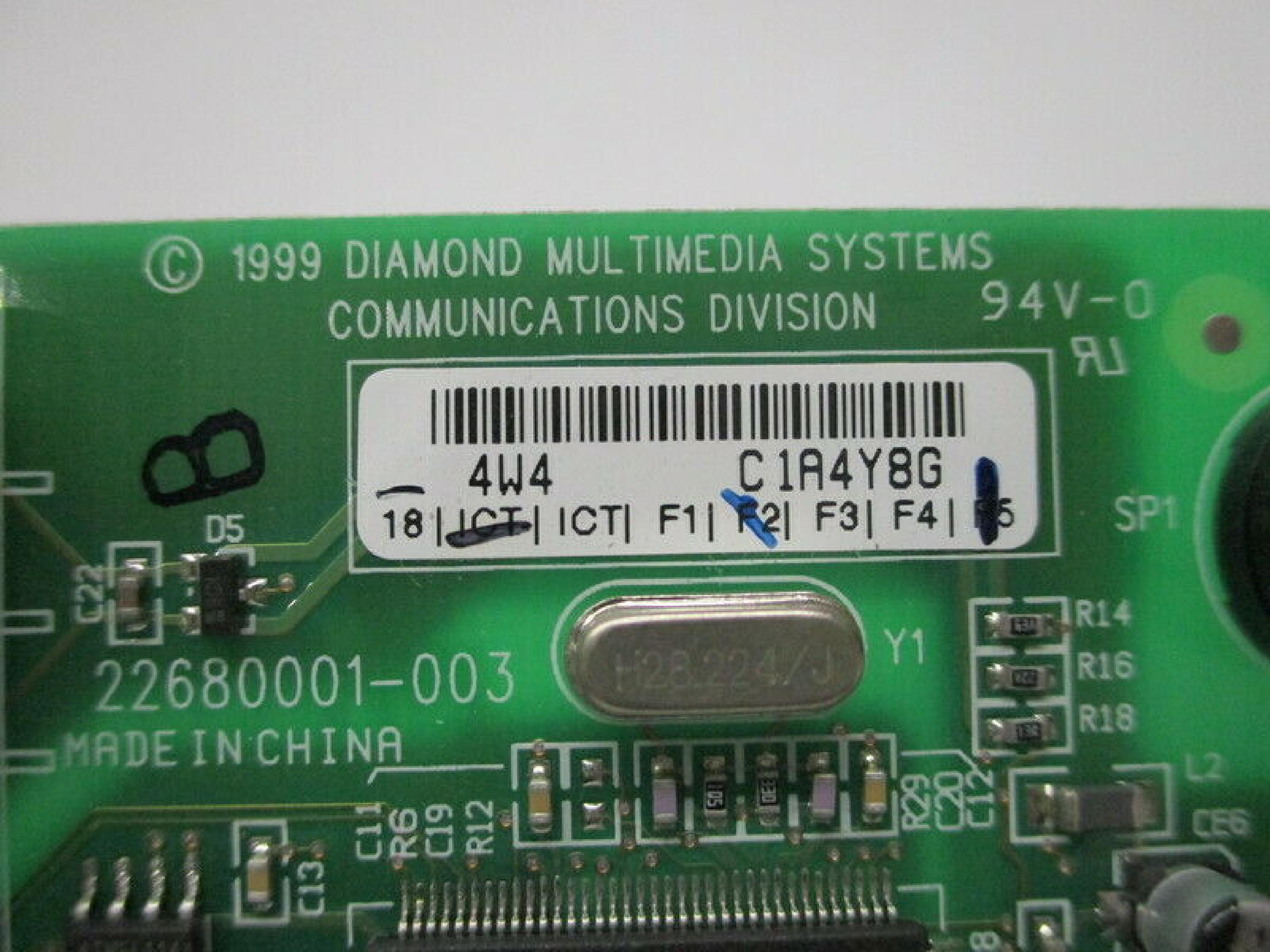 DIAMOND 22680001-003 FAX-MODEM PCI CARD