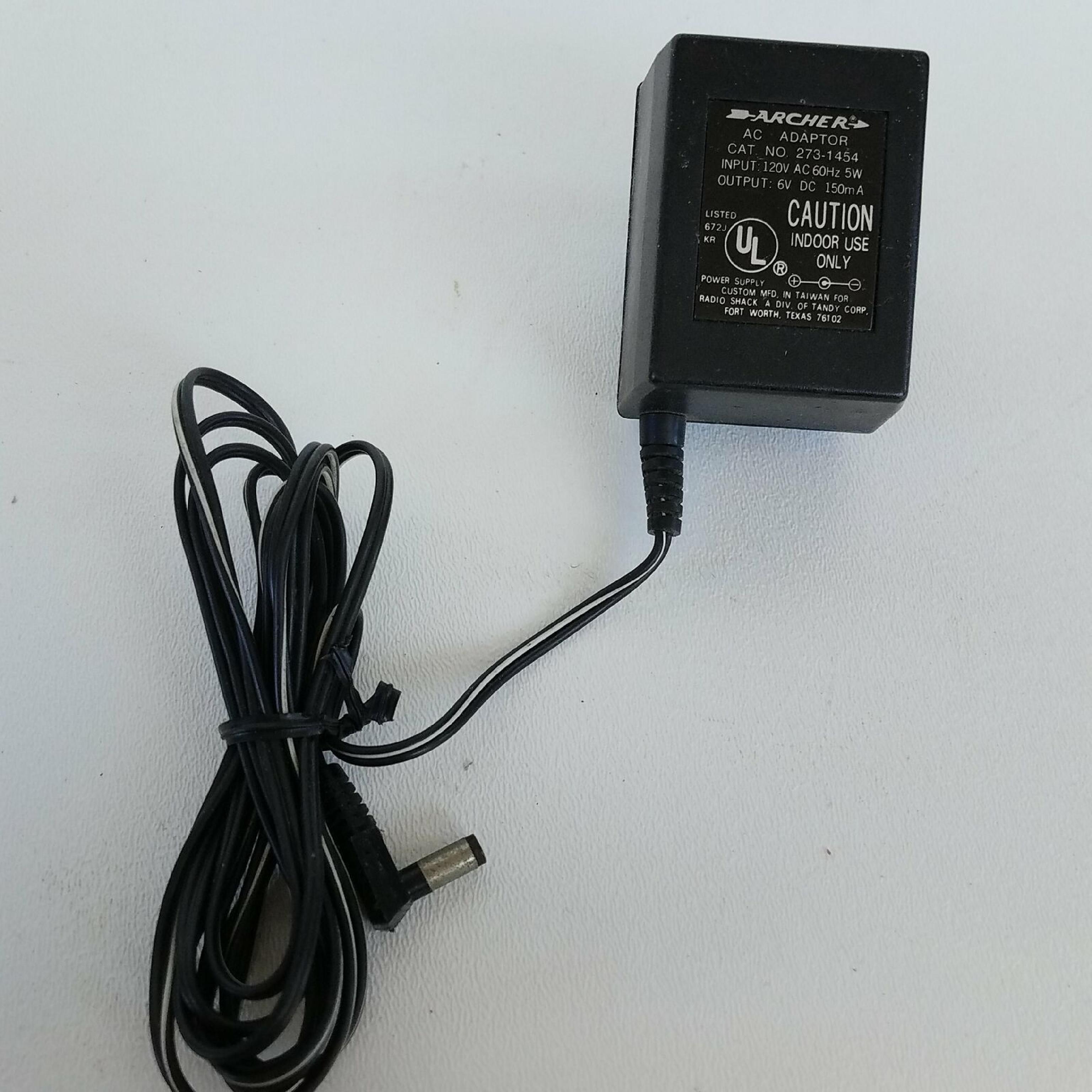 ARCHER 273-1454 AC ADAPTER 6V .15A CUT WIRE DC 150MA