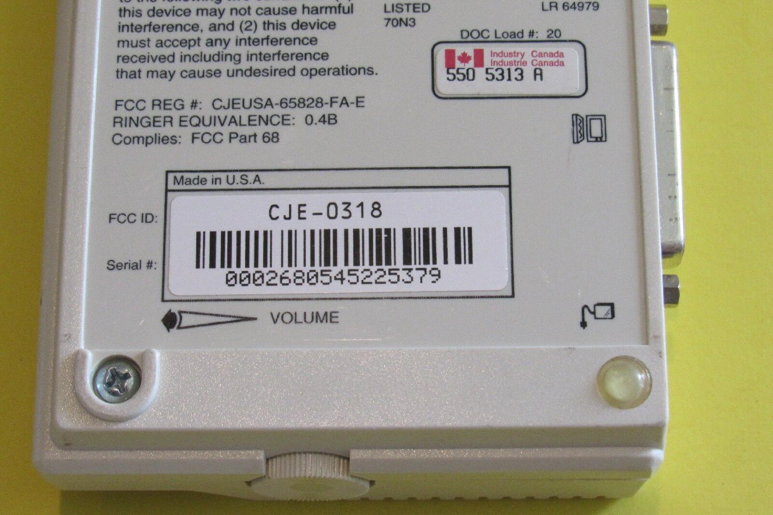 US ROBOTICS / USR CJE-0318 SPORTSTER 14,400 MODEM CCITT V.32 BIS WITH V.42 BIS EXTERNAL MODEM