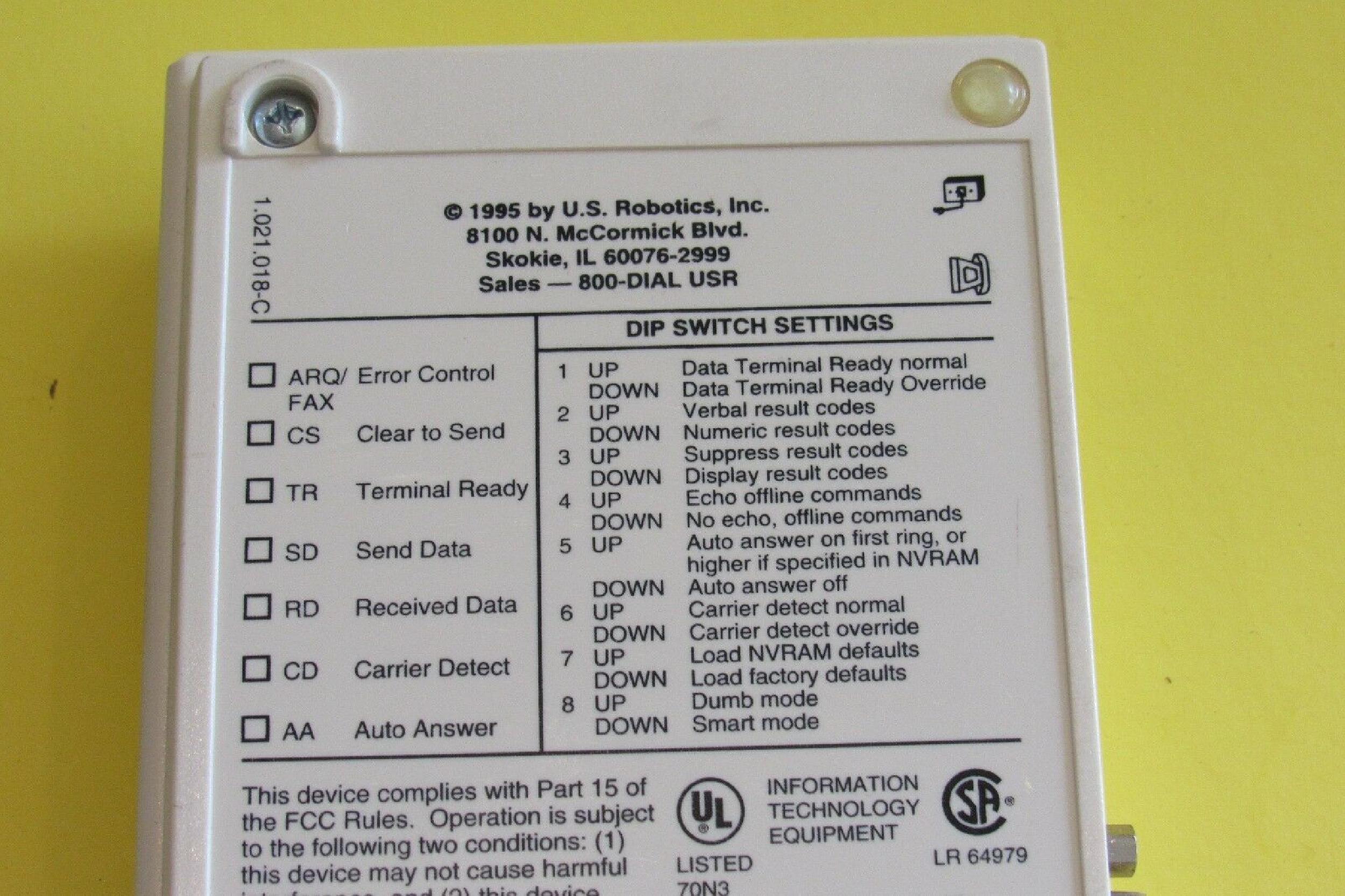US ROBOTICS / USR CJE-0318 SPORTSTER 14,400 MODEM CCITT V.32 BIS WITH V.42 BIS EXTERNAL MODEM
