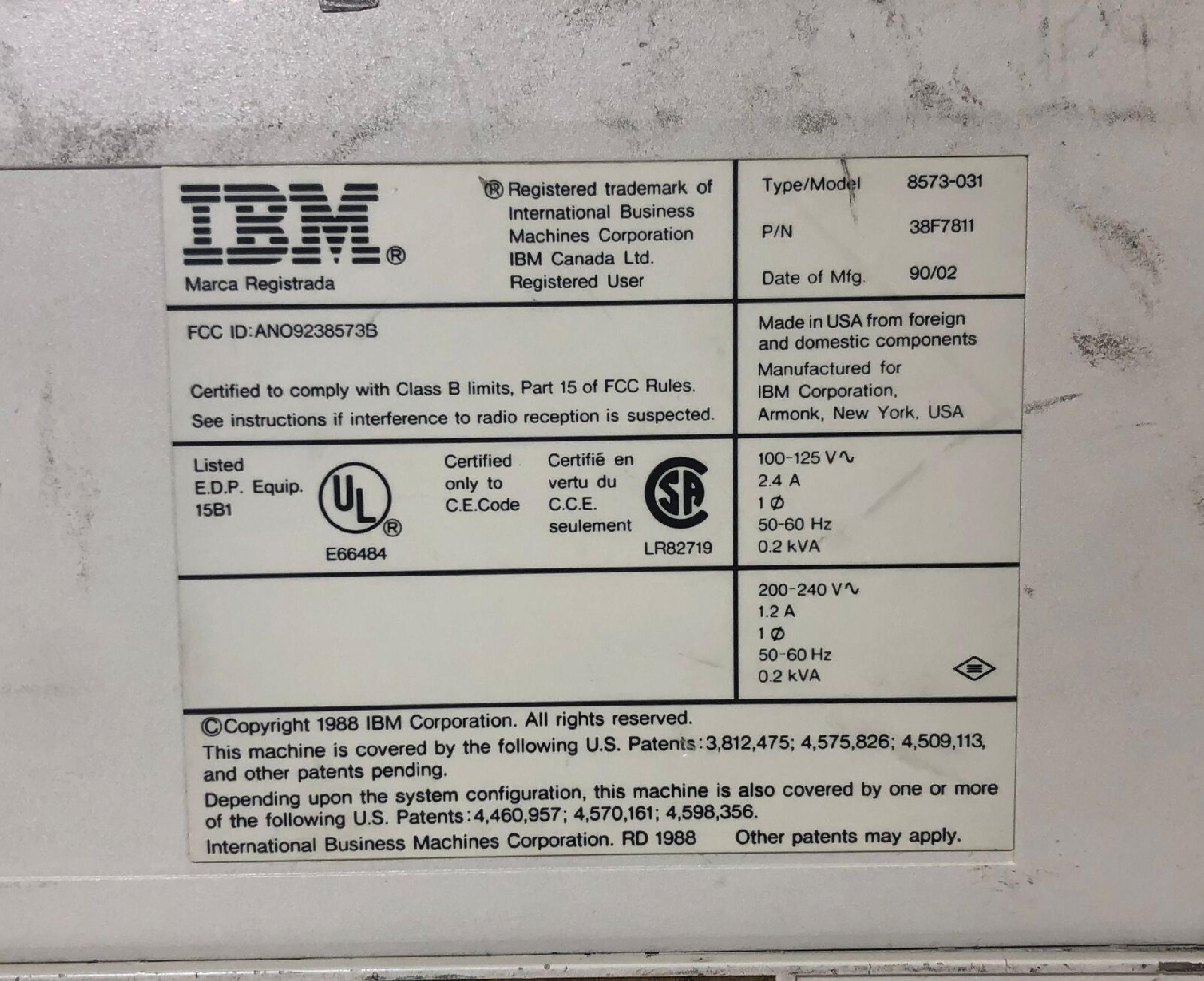 IBM P70 386 PORTABLE MODEL P70 386 8MB 200MB PLASMA