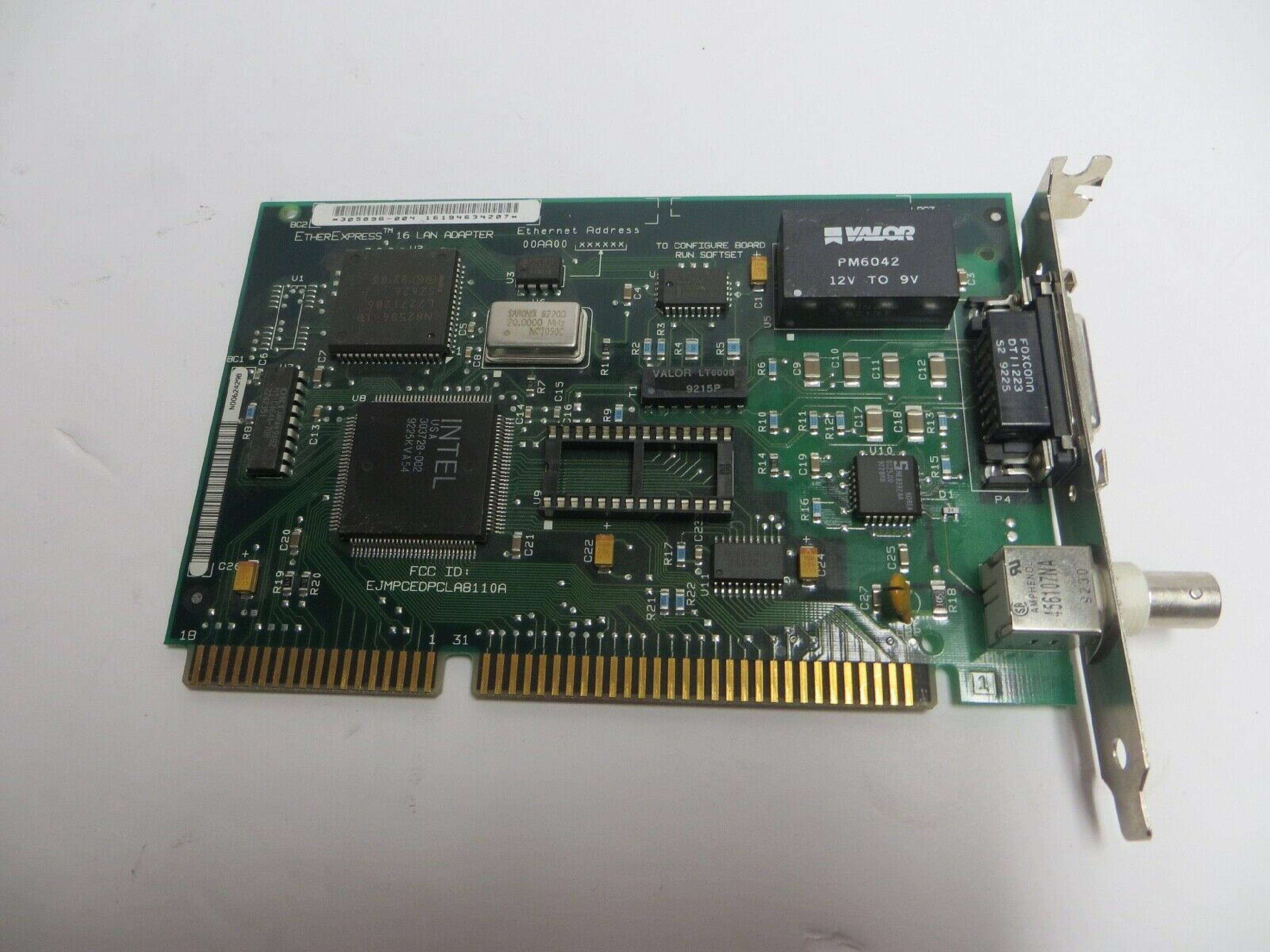 INTEL EJMPCEDPCLA8110A 16BIT AUI TP ETHERNET EHER EXPRESS PB307708-004 JCI-S2S E139761 ETHERNET,ETHEREXPRESS 16 LAN ADAPTER,EJMPCEDPCLA8110A;(B.2)