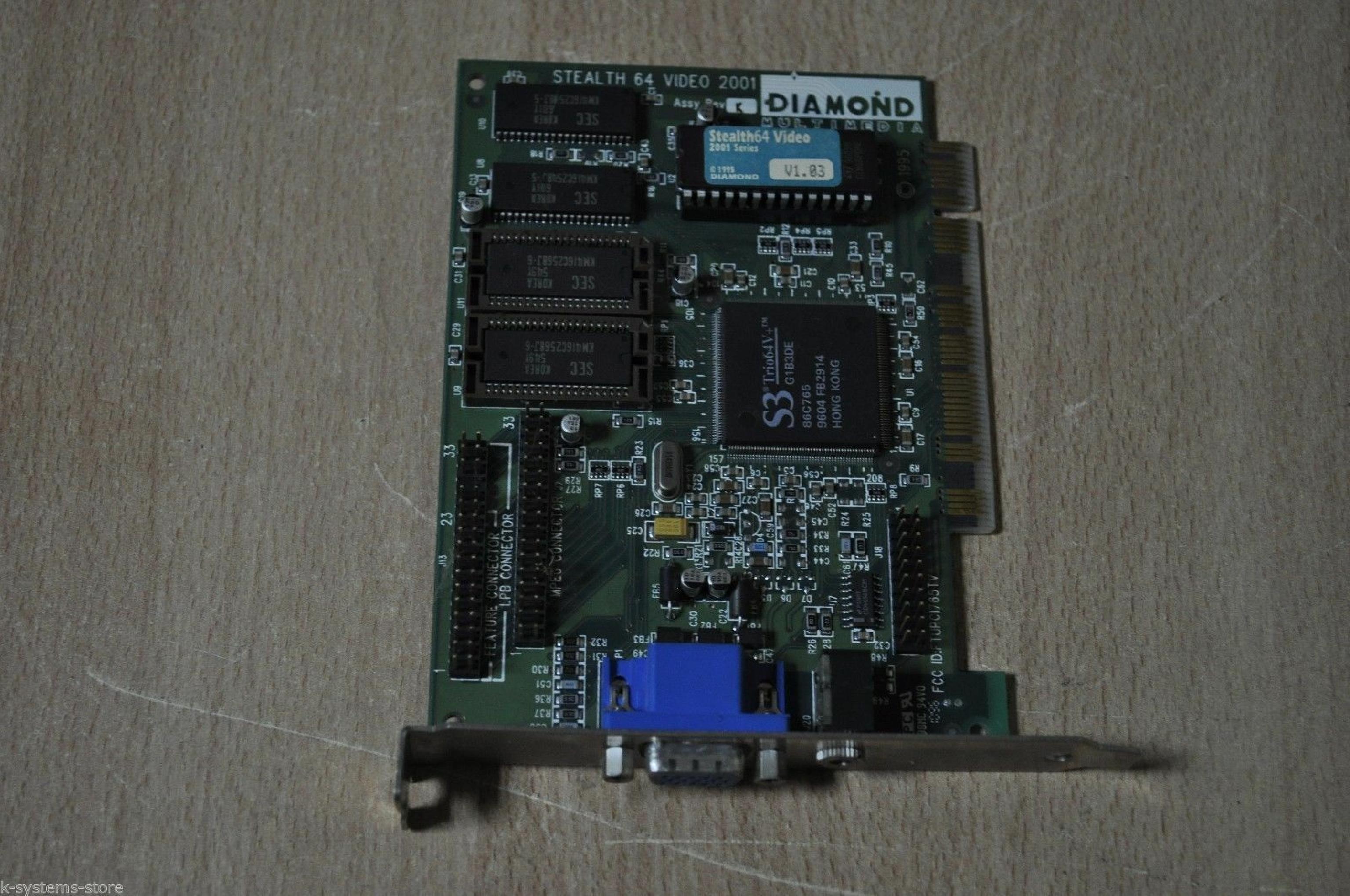 DIAMOND MULTIMEDIA SYSTEMS FTUPCI765TV PCI VGA S3 TRIO64V+ 2MB RAM